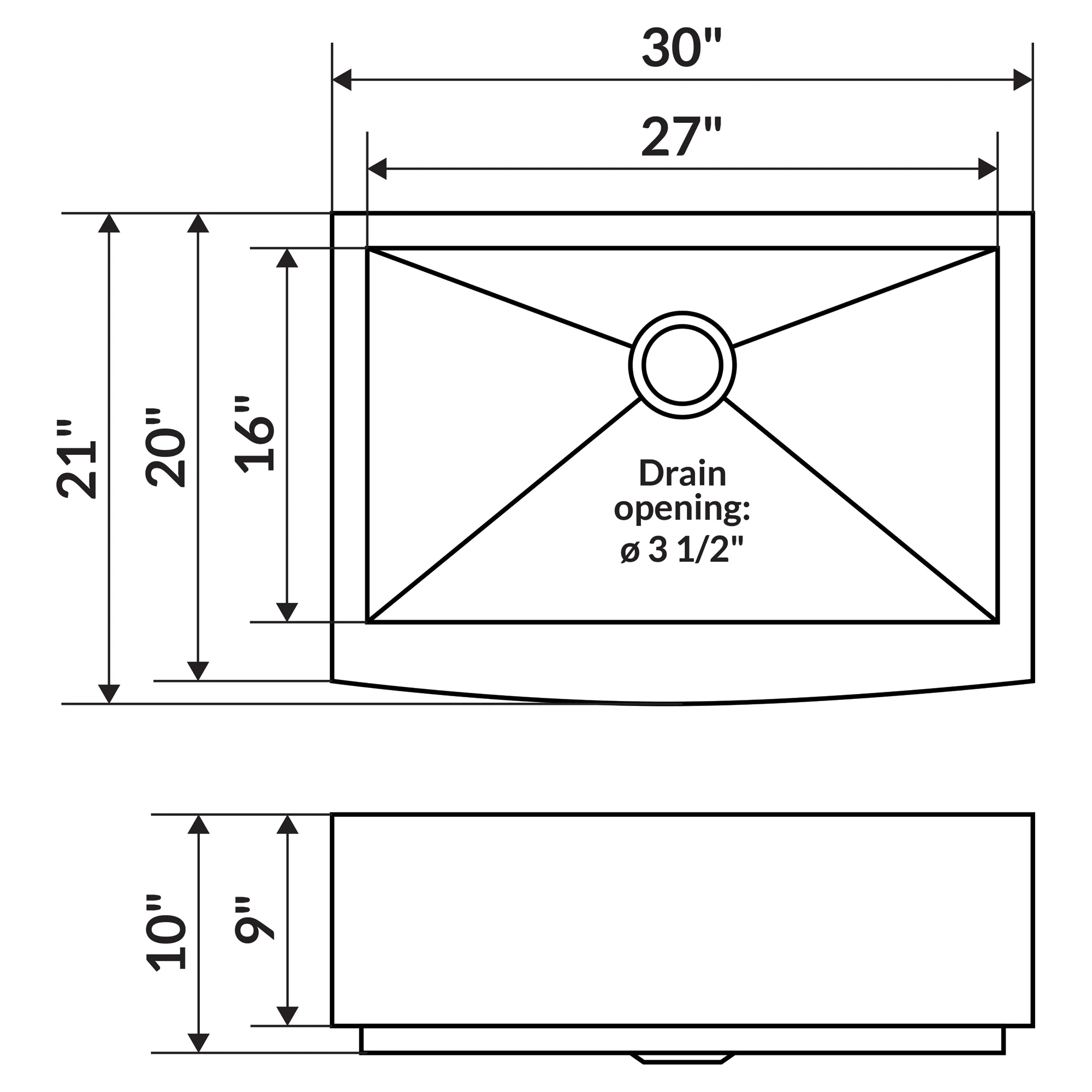 30 in. Farmhouse/Apron-Front Single Bowl 16 Gauge Stainless Steel Kitchen Sink LPF1 - Image 3