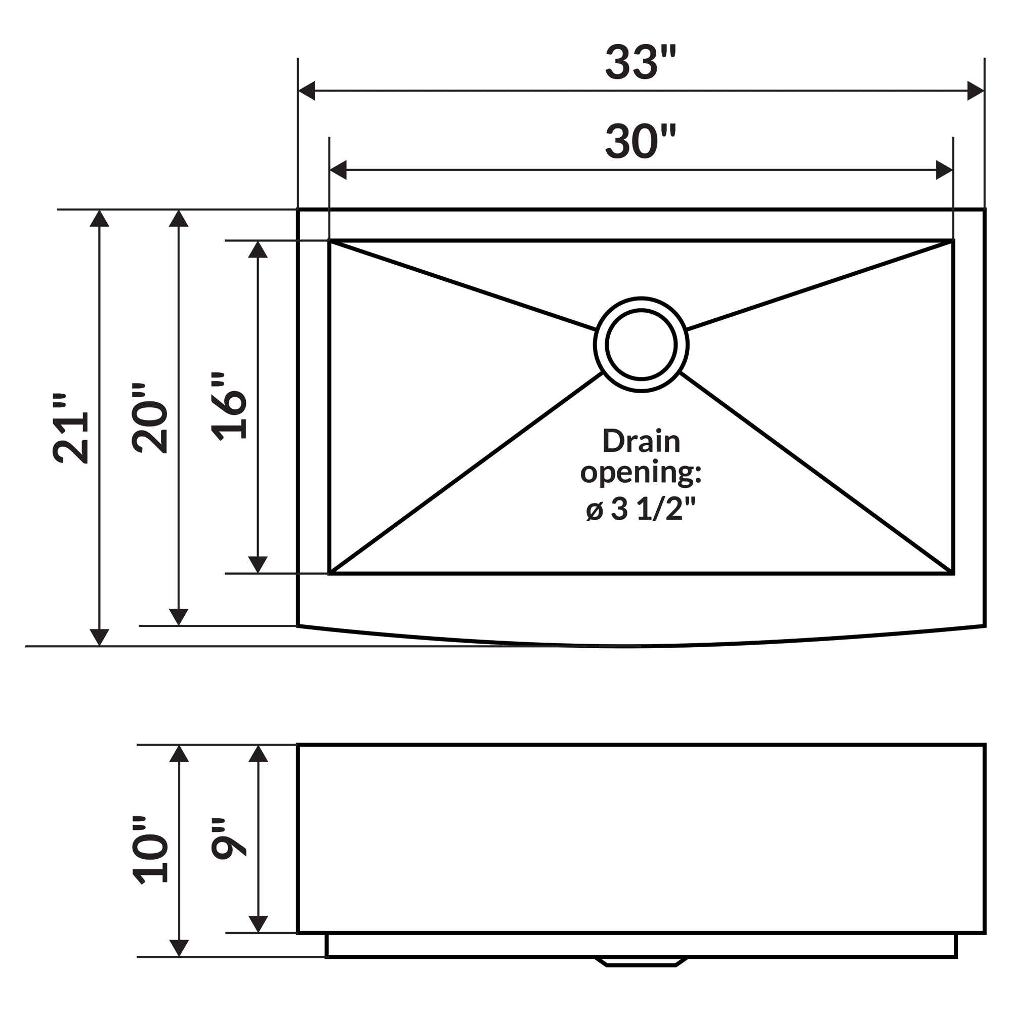 33 in. Farmhouse/Apron-Front Single Bowl 16 Gauge Stainless Steel Kitchen Sink LPF2 - Image 3