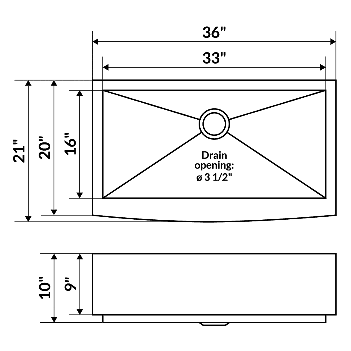 36 in. Farmhouse/Apron-Front Single Bowl 16 Gauge Stainless Steel Kitchen Sink LPF3 - Image 3