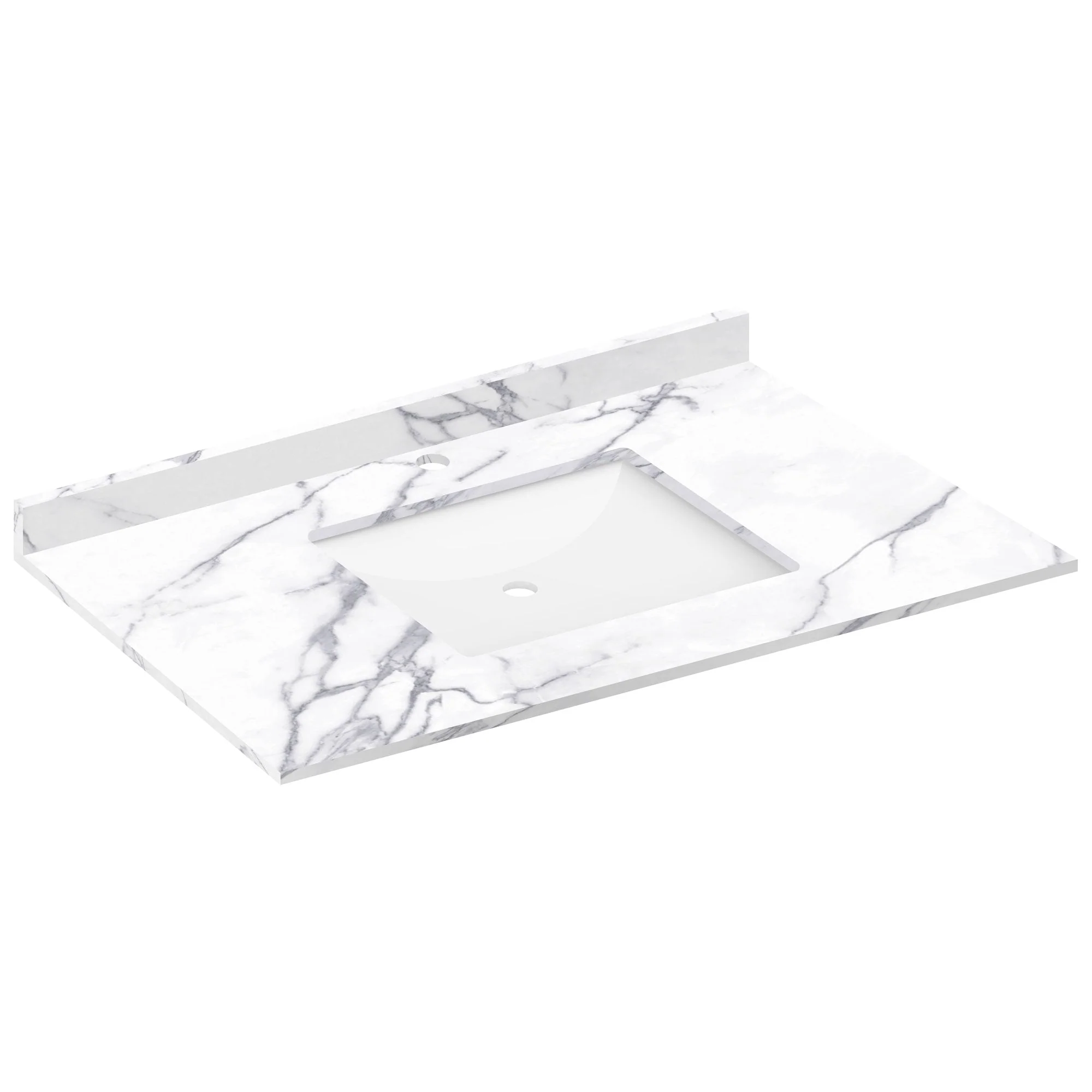 37 W x 22 L Calacatta White Vanity Top with Square Sink - Single Faucet