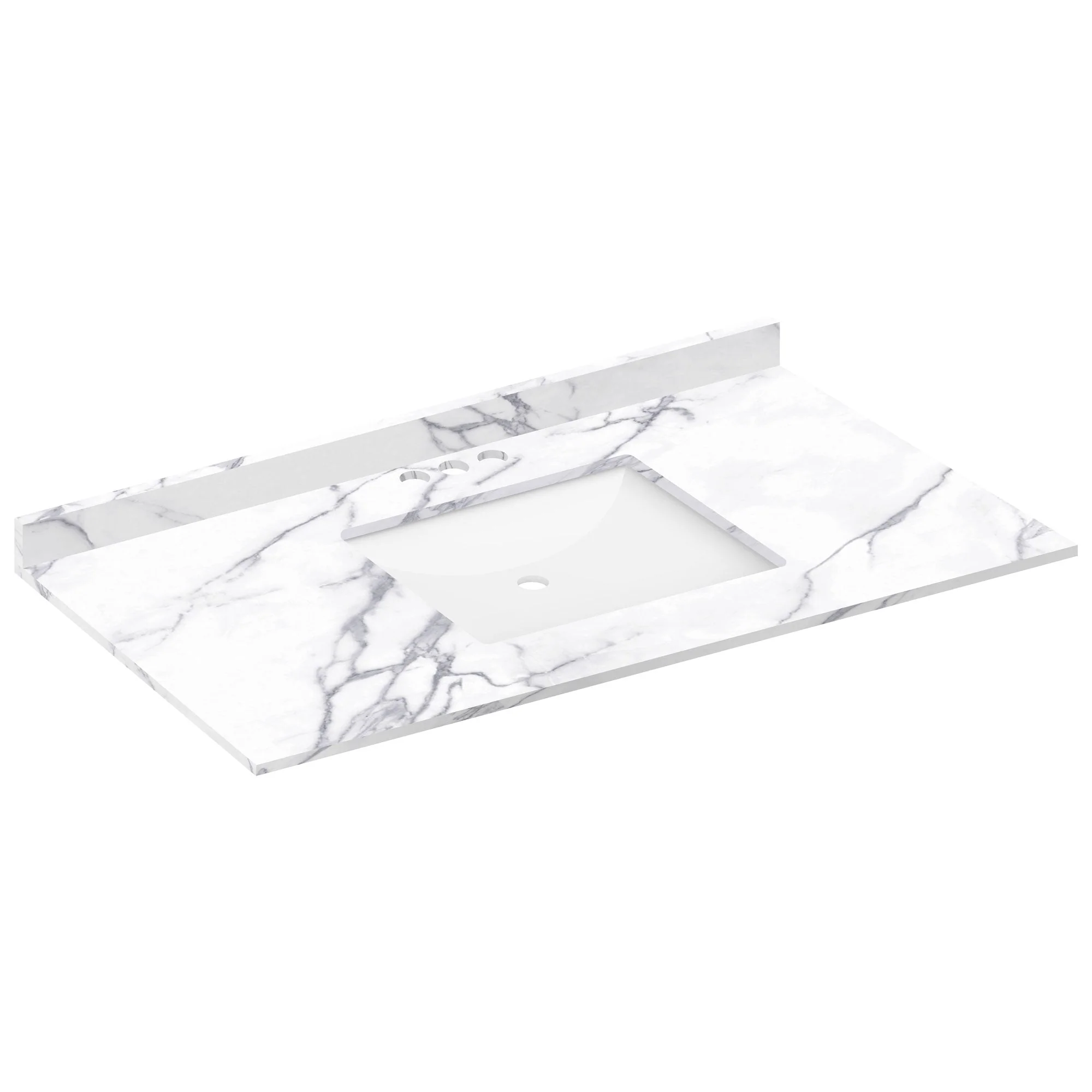 43 W x 22 L Calacatta White Vanity Top with Square Sink - 4 in Faucet Spread
