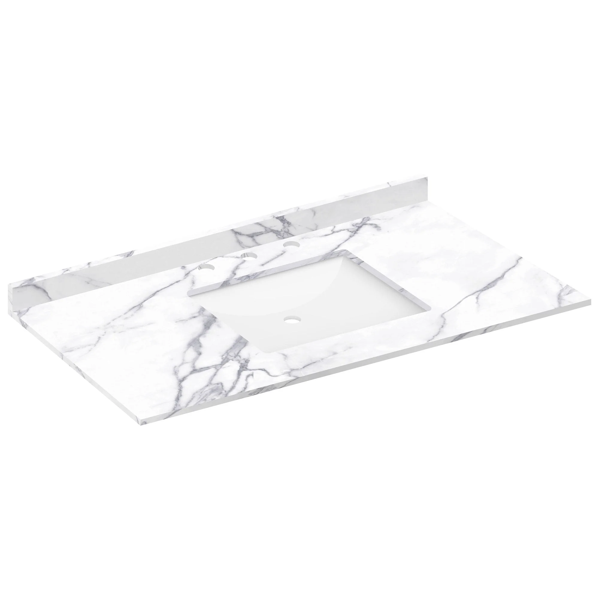 43 W x 22 L Calacatta White Vanity Top with Square Sink - 8 in Faucet Spread