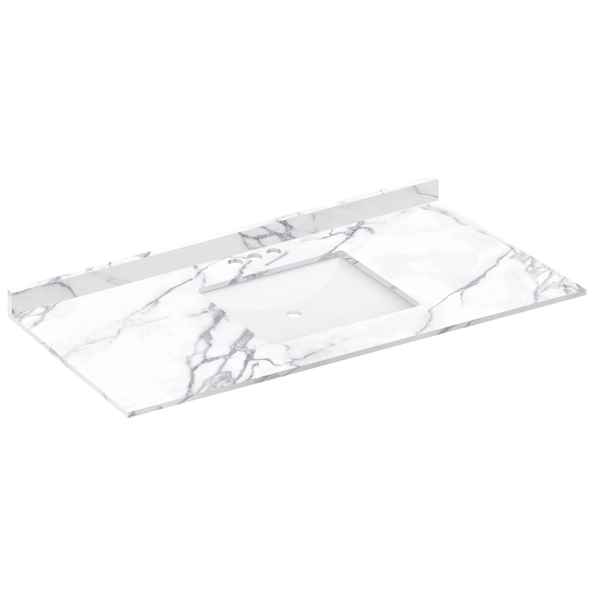 49 W x 22 L Calacatta White Vanity Top with Square Sink - 4 in Faucet Spread