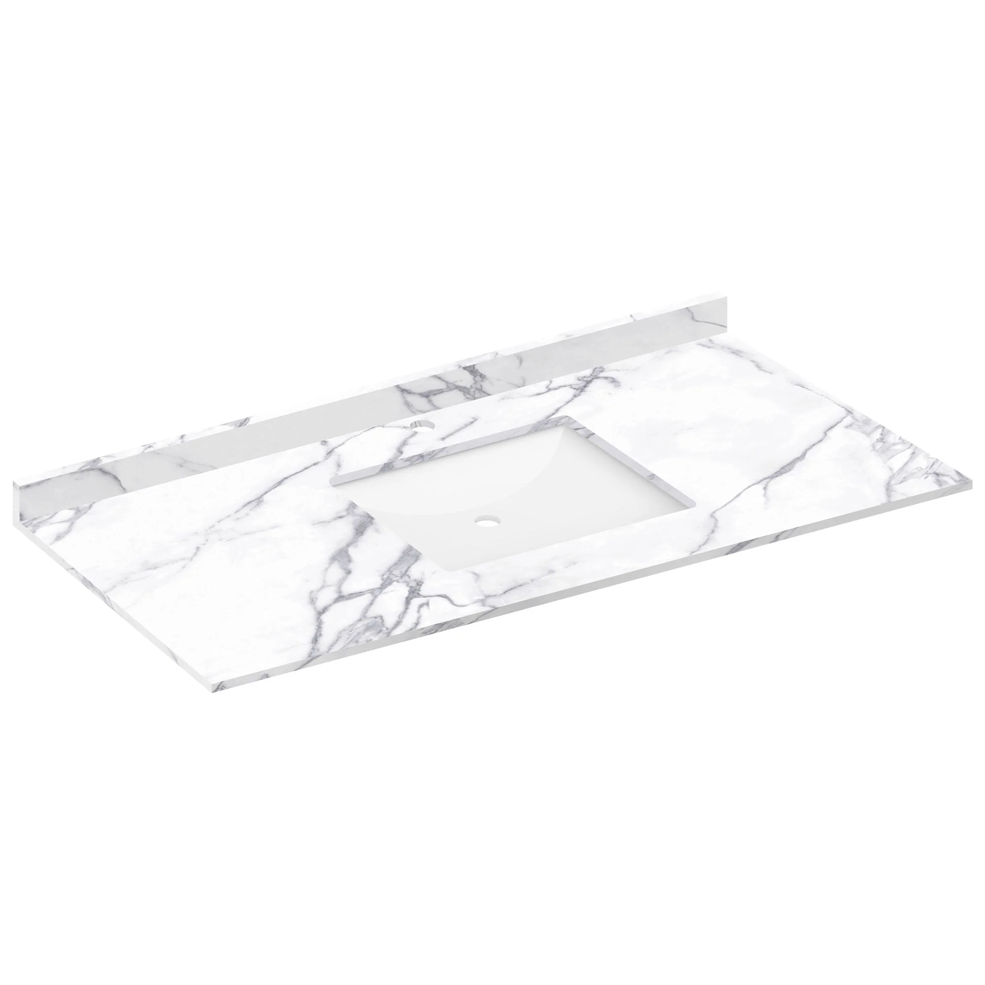 49 W x 22 L Calacatta White Vanity Top with Square Sink - Single Faucet