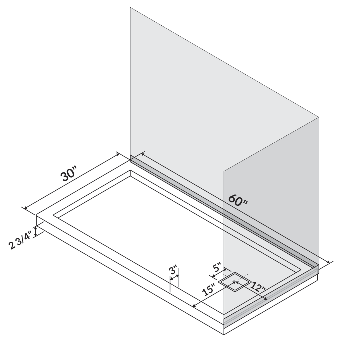 60 in x 30 in Single/Double Threshold Shower Base Pan withRight/Left Drain - Image 11