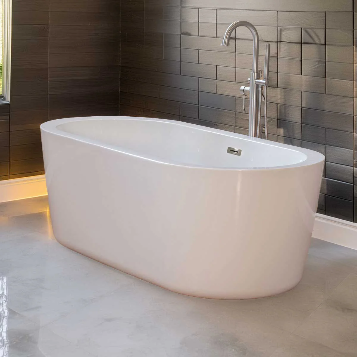 66" Freestanding Acrylic Bathtub with Overflow and Center Drain LTF1 - Image 3