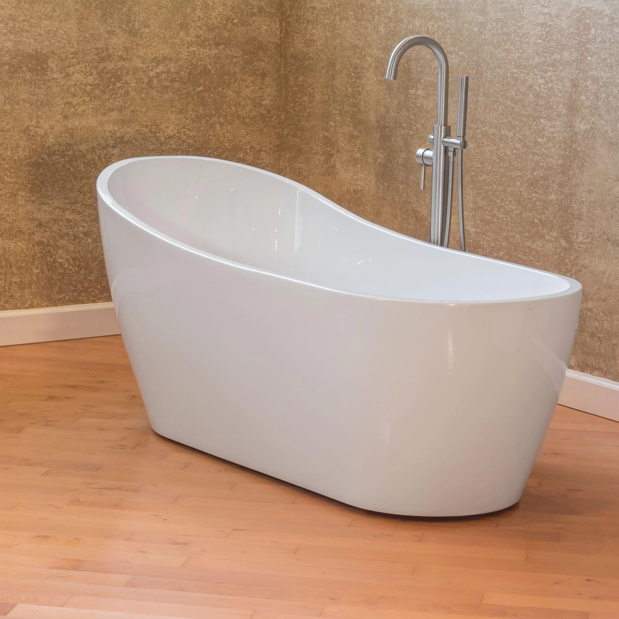 54" Freestanding Acrylic Bathtub with Overflow and Side Drain LTF6 - Image 5