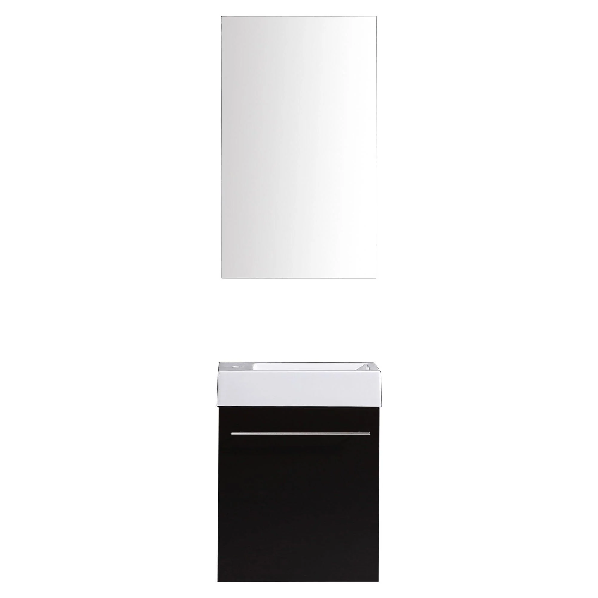 17.5" Wall Mount Single Bathroom Vanity in Espresso with White Integrated Sink and Mirror LV10-17B - Image 3