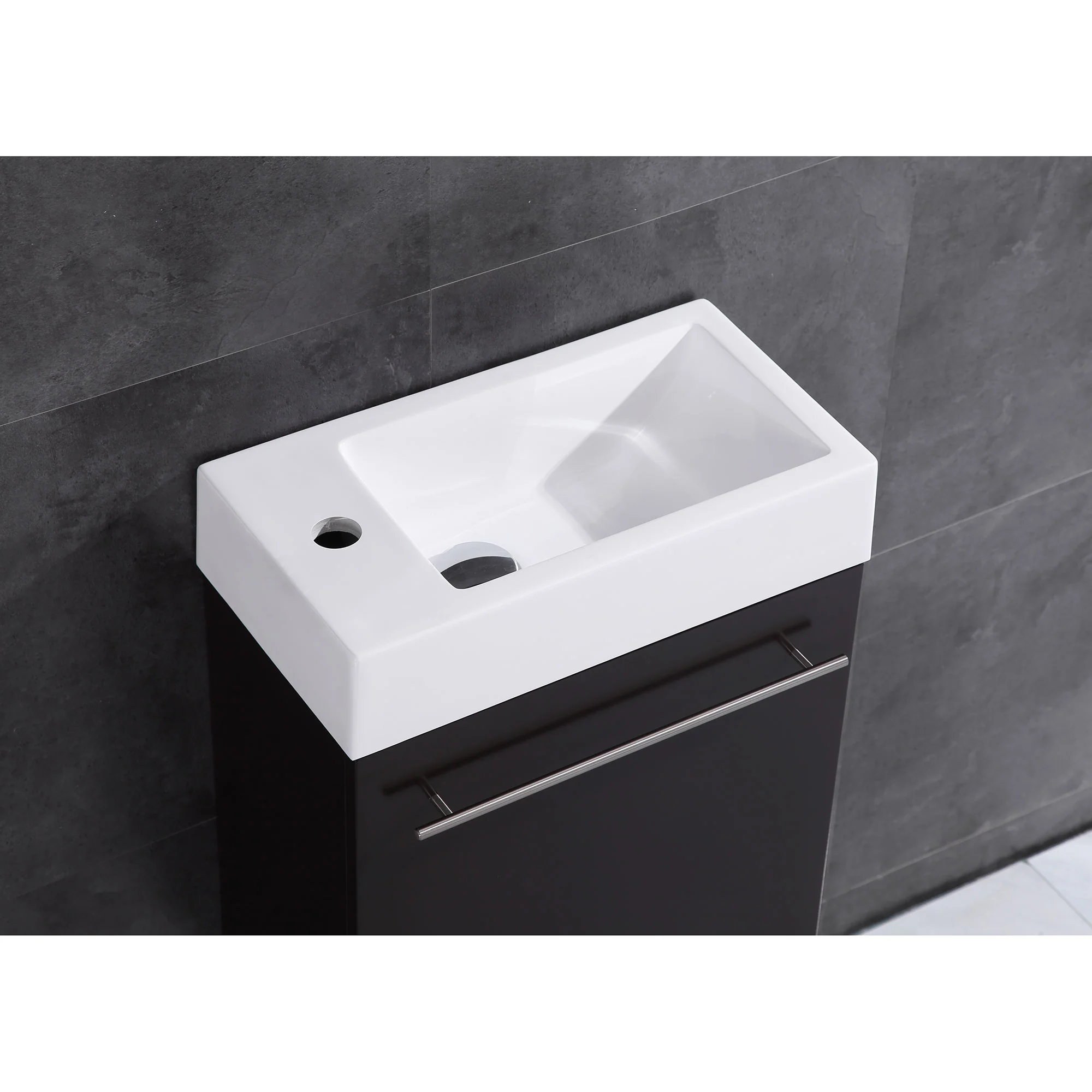 17.5" Wall Mount Single Bathroom Vanity in Espresso with White Integrated Sink and Mirror LV10-17B - Image 4