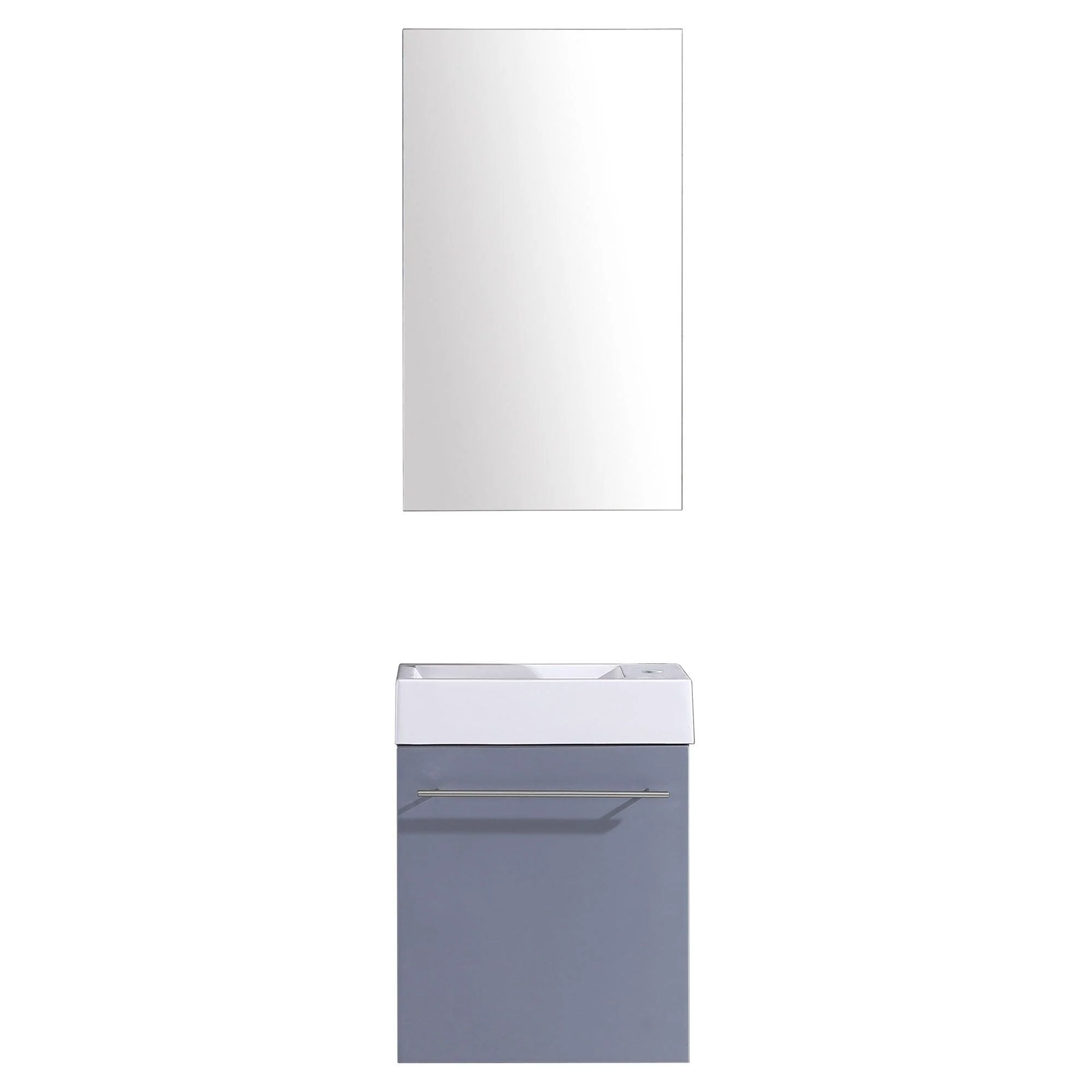 17.5" Wall Mount Single Bathroom Vanity in Gray with White Integrated Sink and Mirror LV10-17G - Image 3