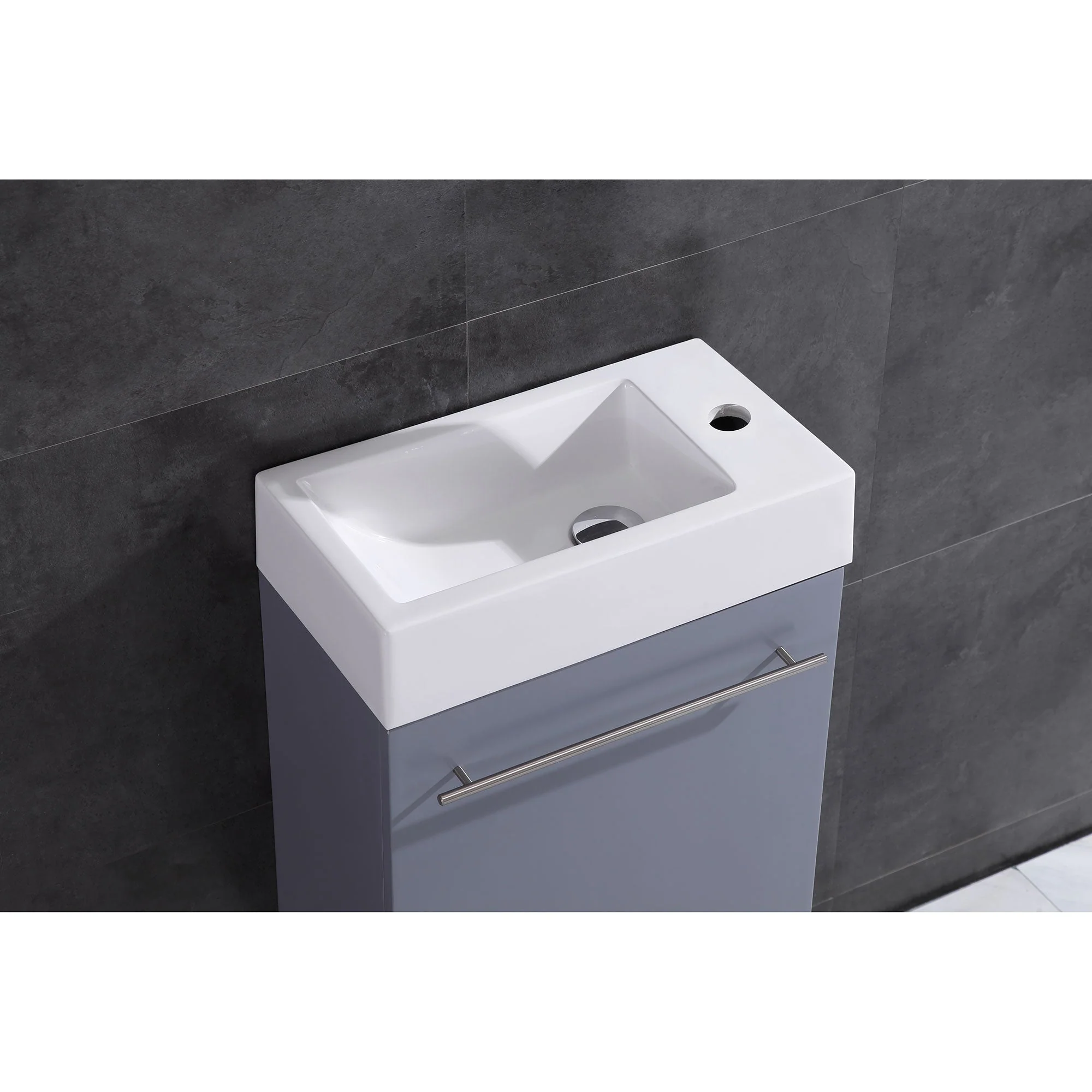 17.5" Wall Mount Single Bathroom Vanity in Gray with White Integrated Sink and Mirror LV10-17G - Image 4