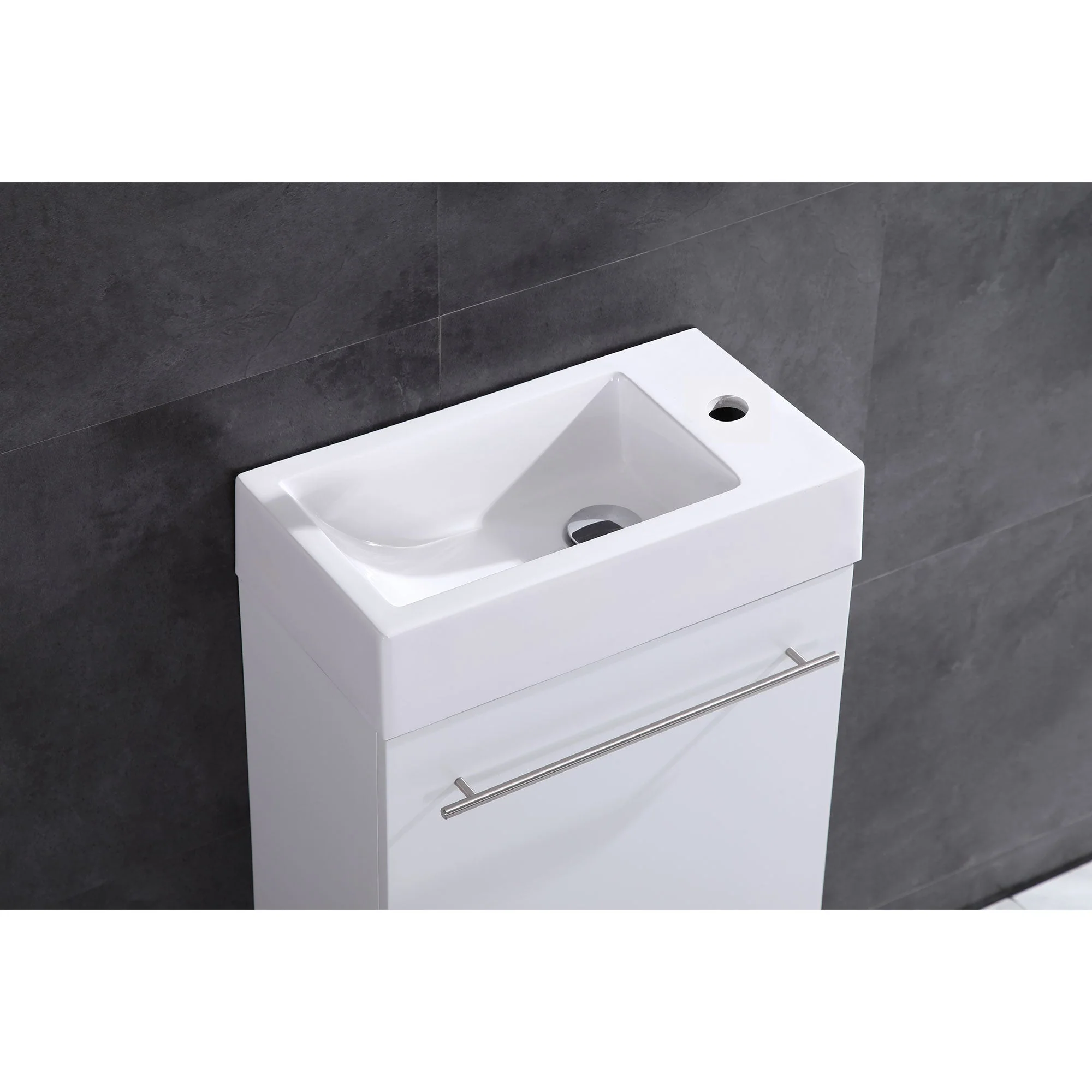 17.5" Wall Mount Single Bathroom Vanity in White with White Integrated Sink and Mirror LV10-17W - Image 2