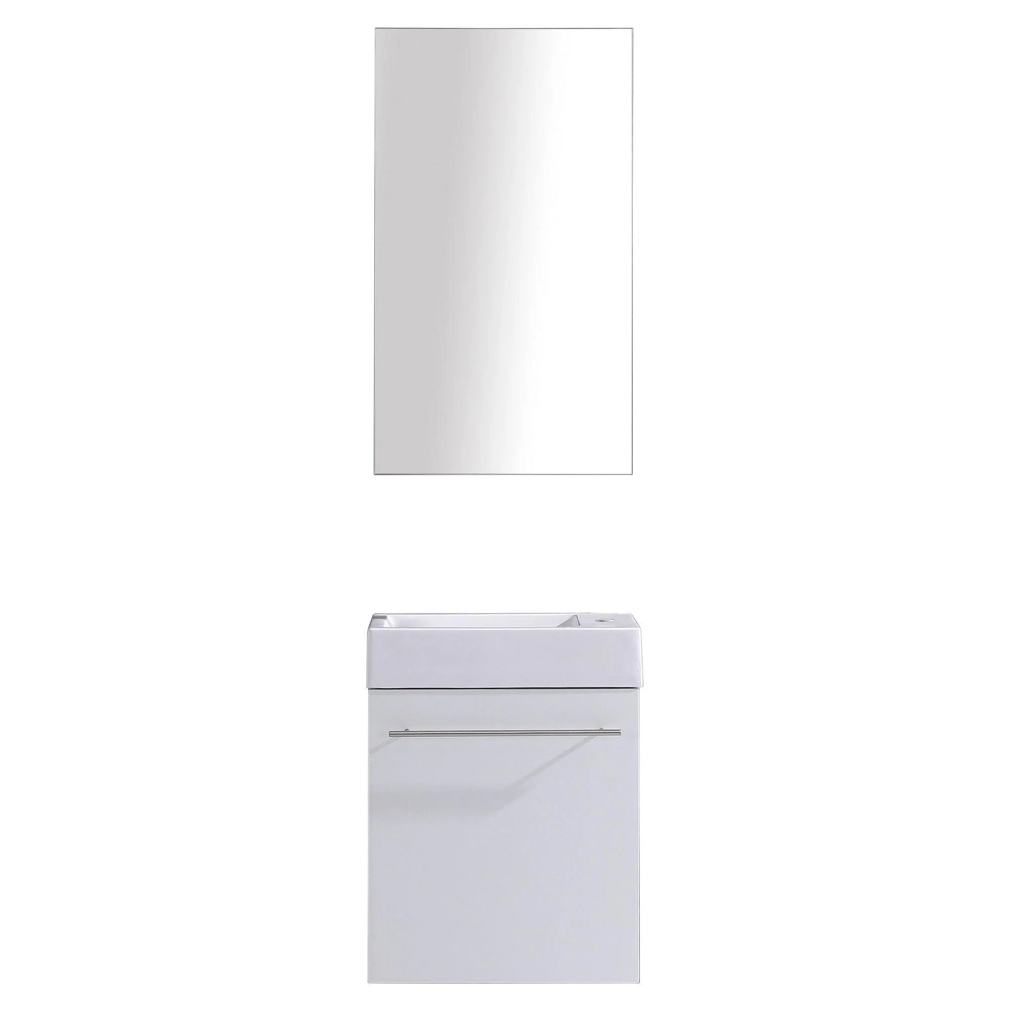 17.5" Wall Mount Single Bathroom Vanity in White with White Integrated Sink and Mirror LV10-17W - Image 3
