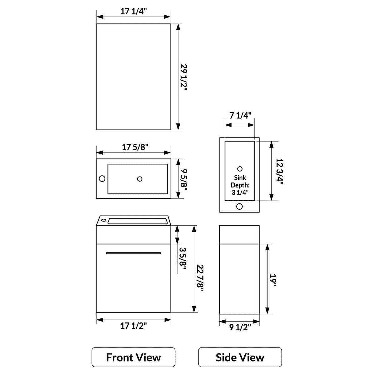 17.5" Wall Mount Single Bathroom Vanity in White with White Integrated Sink and Mirror LV10-17W - Image 5