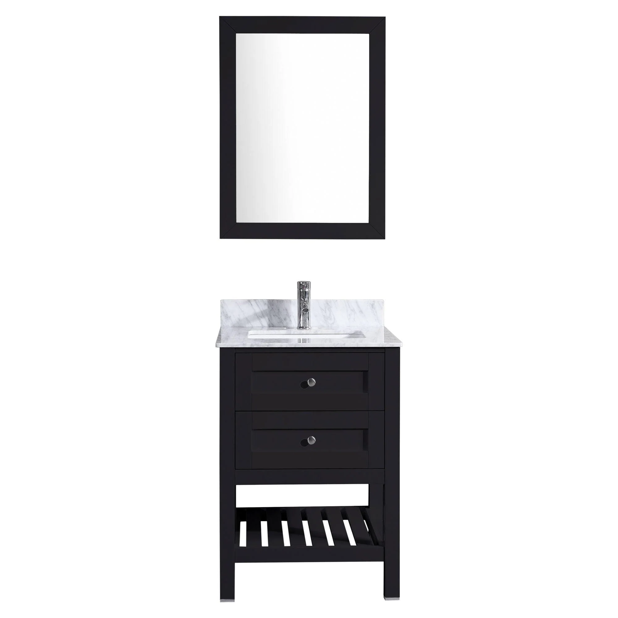 24"W Bathroom Vanity with Marble Top and Mirror in White LV6-24B - Image 3