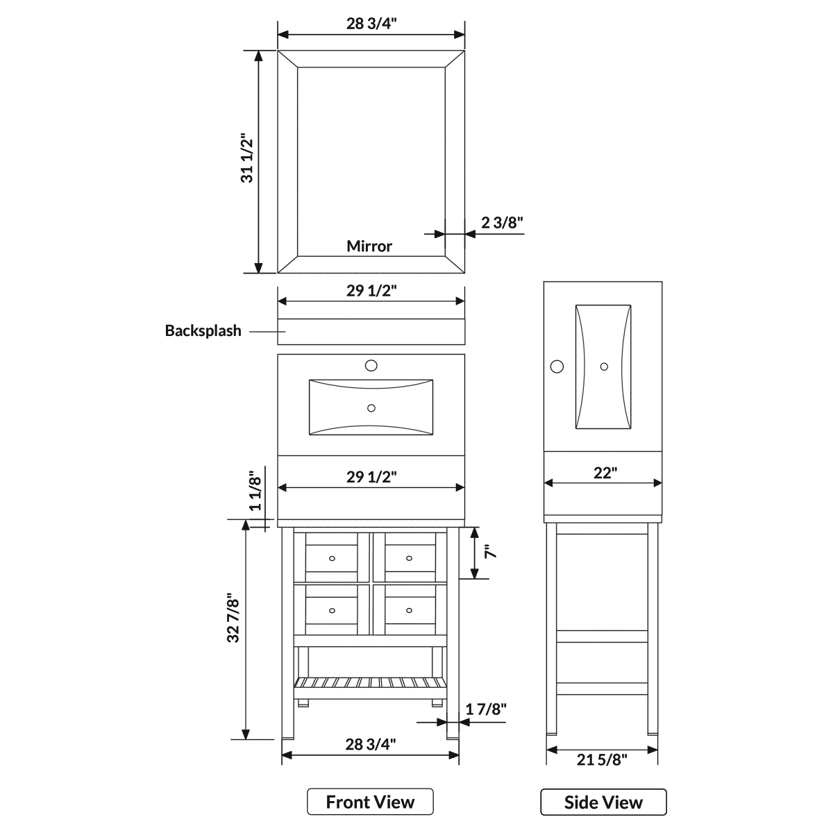 30"W Bathroom Vanity with Marble Top and Mirror in White LV6-30W - Image 5