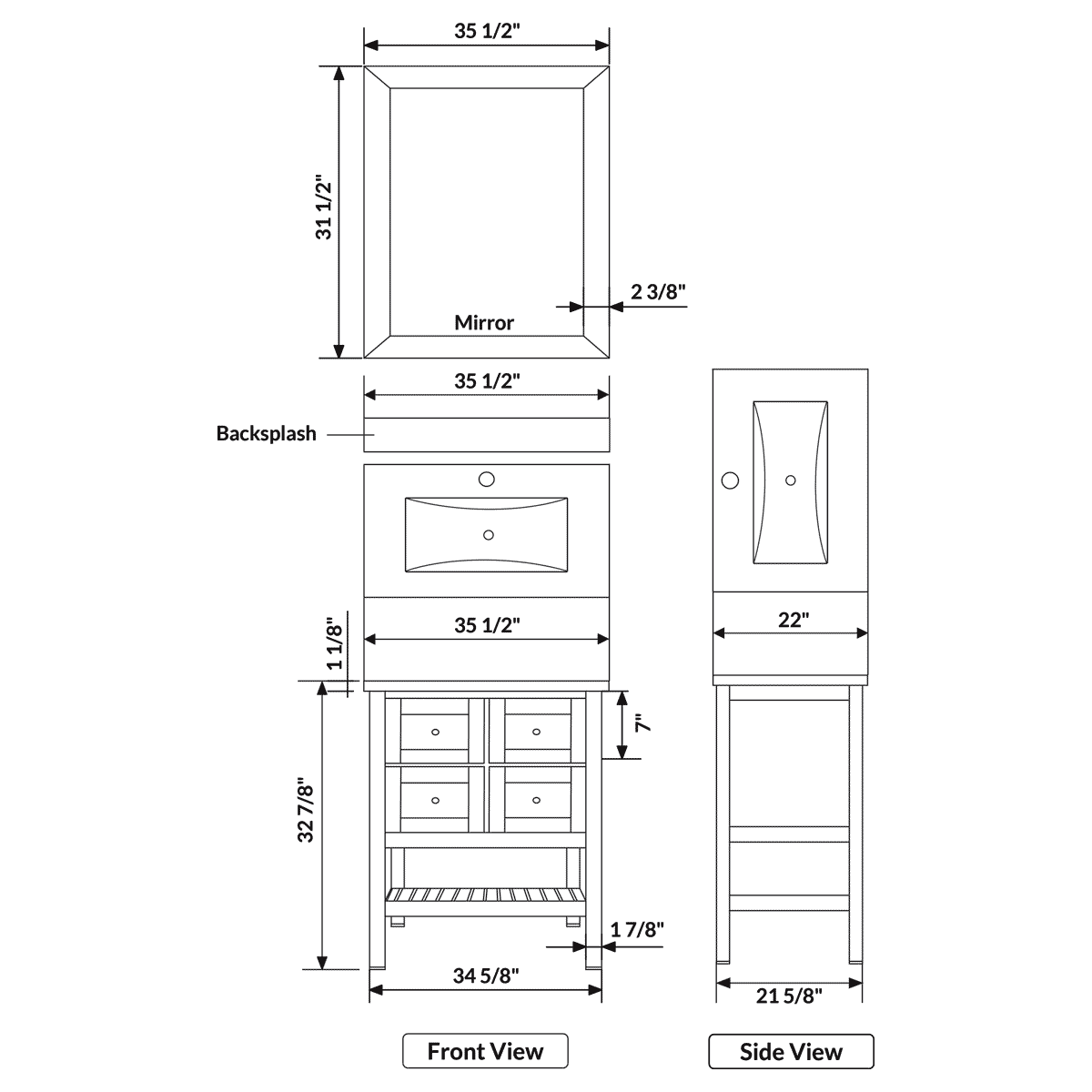 36"W Bathroom Vanity with Marble Top and Mirror in White LV6-36W - Image 5