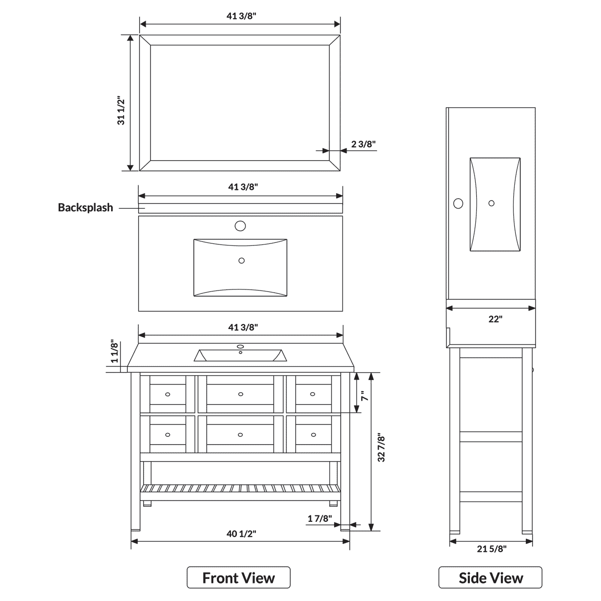 42"W Bathroom Vanity with Marble Top and Mirror in White LV6-42W - Image 5