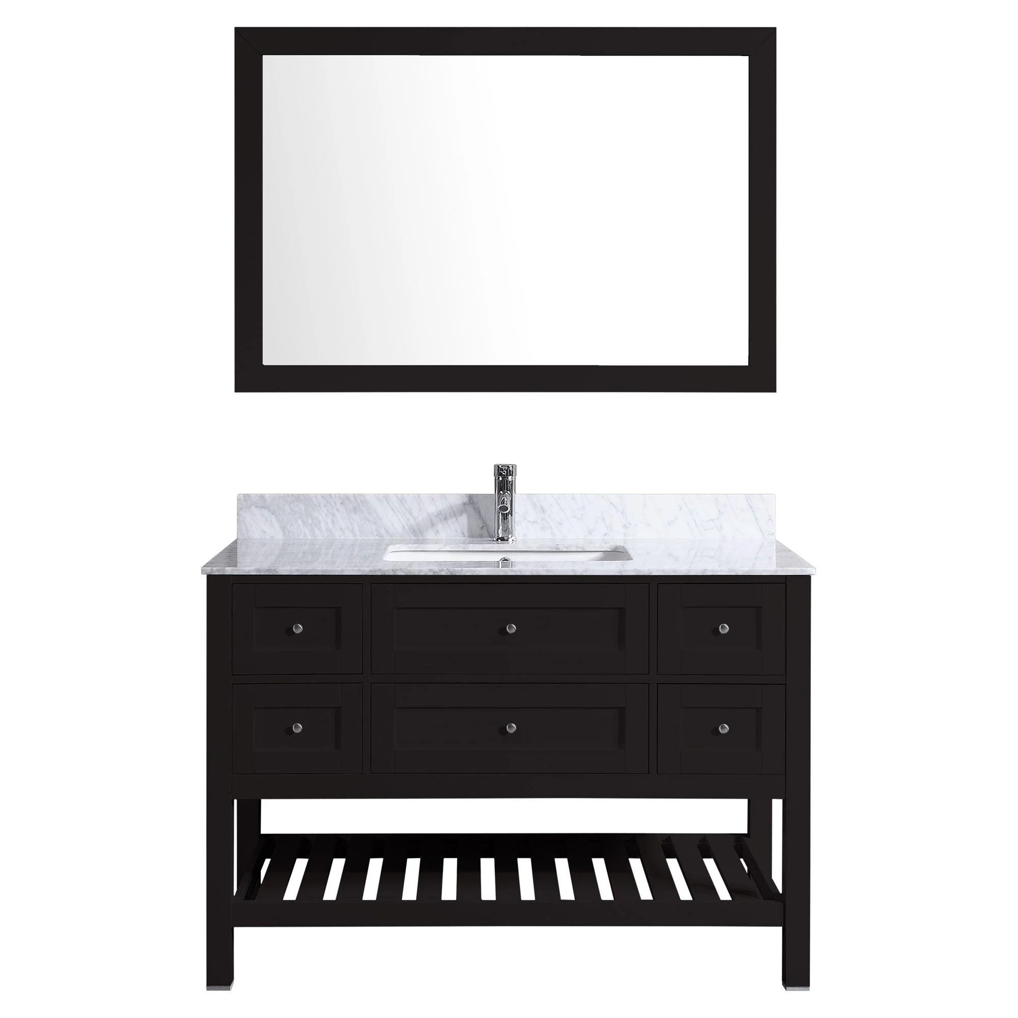 48"W Bathroom Vanity with Marble Top and Mirror in Espresso LV6-48B - Image 3