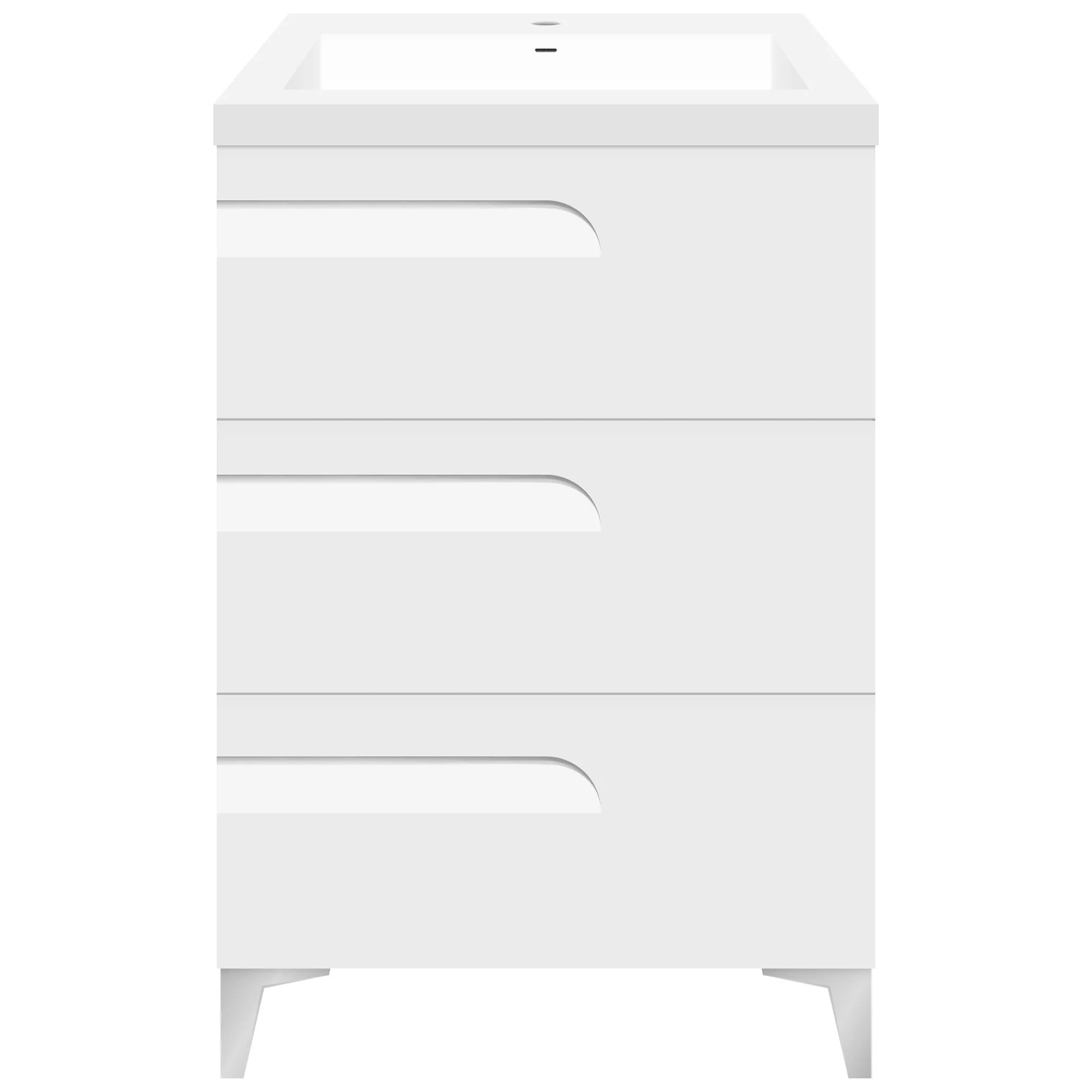 24" Freestanding Single Sink Bathroom Vanity in White Gloss with Square Counter Top LV7B-24W - Image 2