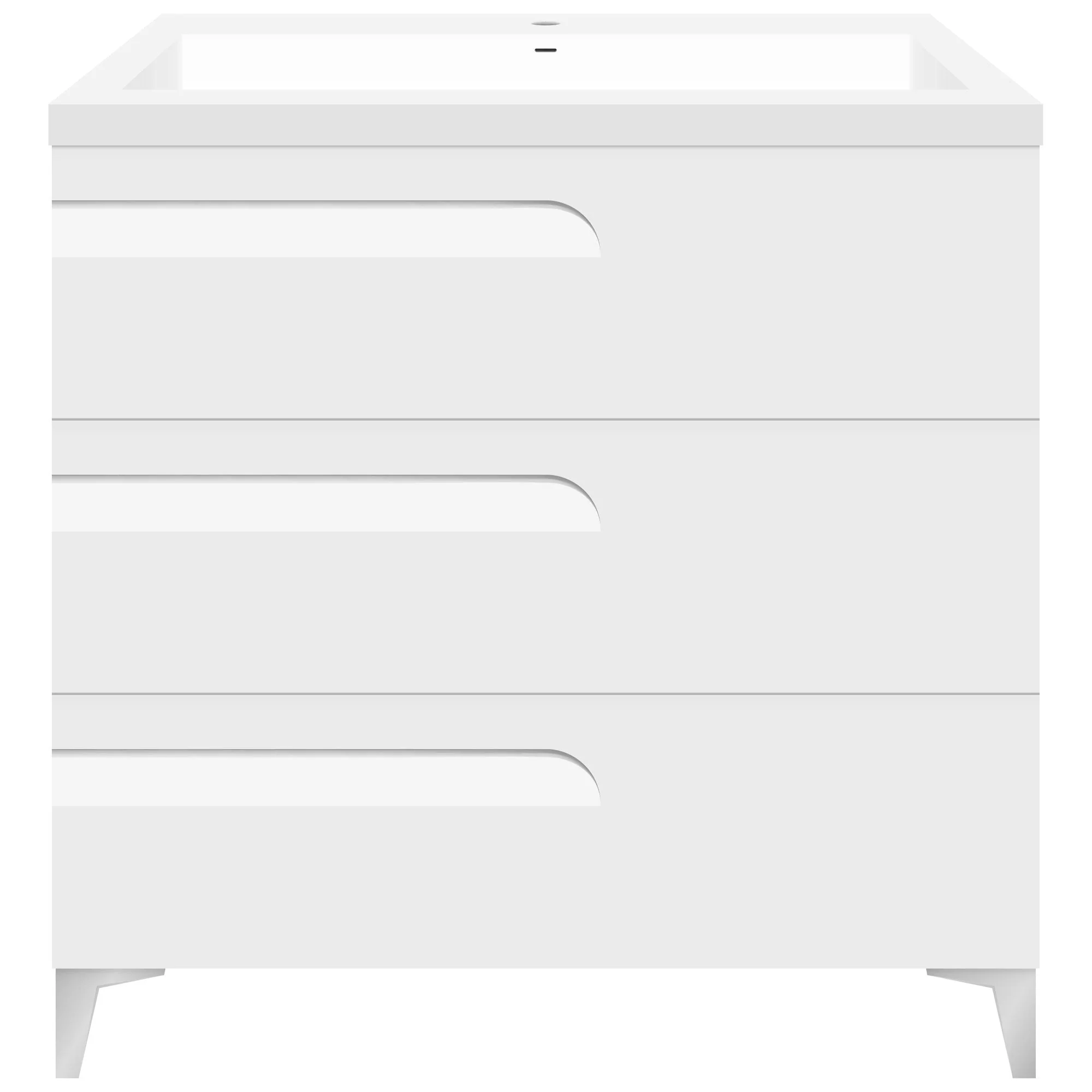 36" Freestanding Single Sink Bathroom Vanity in White Gloss with Square Counter Top Top LV7B-36W - Image 2