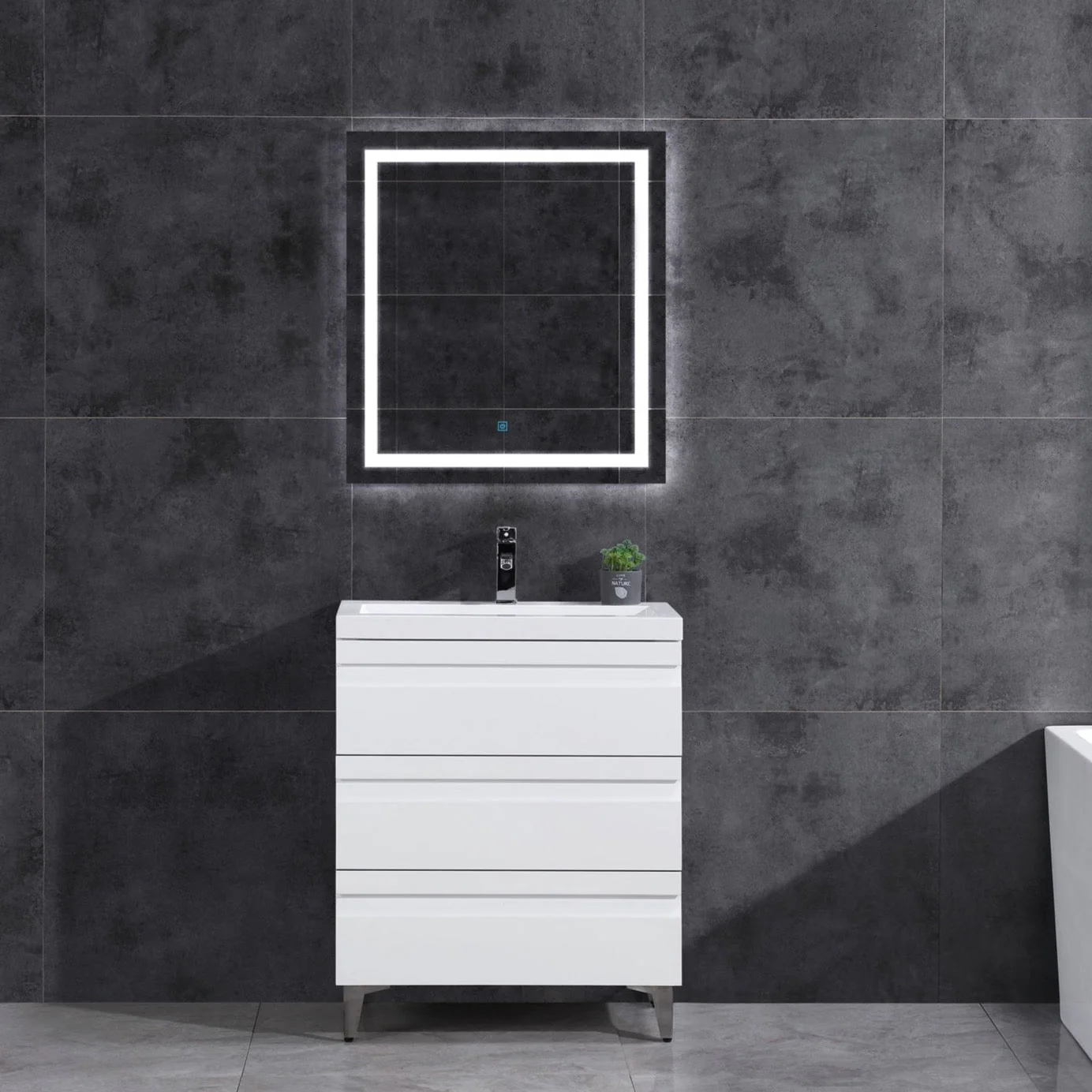 30" W Freestanding Modern White Vanity LV8B-30W with Square Sink Top