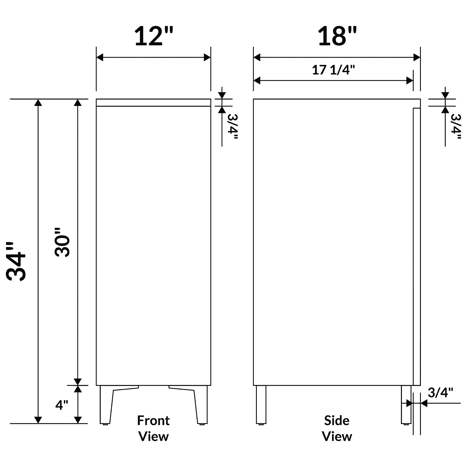 12 W Freestanding Modern White Side LVB-12W for Style 7 and 8 - Image 2