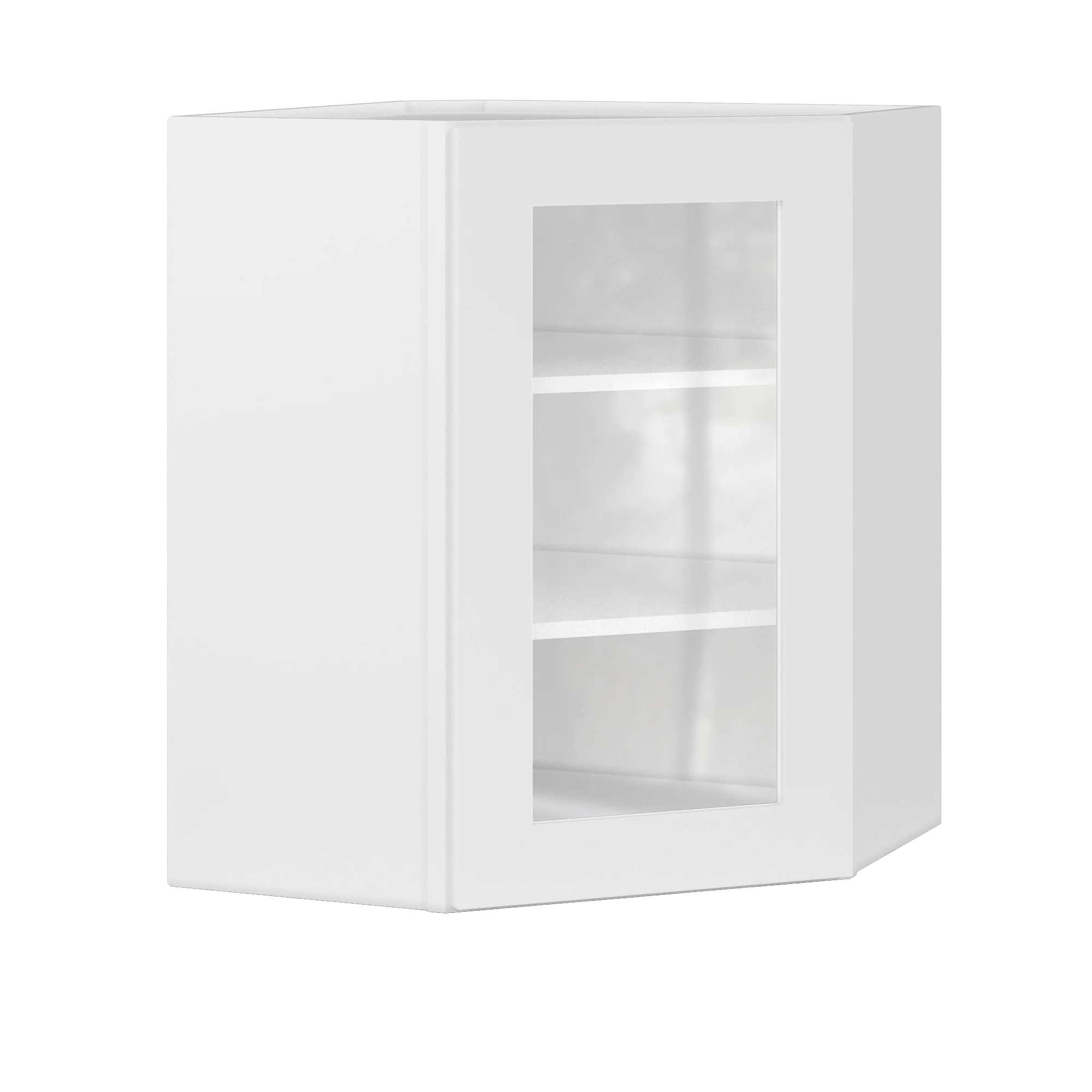 Frosted Glass Diagonal Corner Wall Kitchen Cabinet DCMD2430 Alpina White LessCare 24 in. width 30 in. height 12 in. depth - Image 2