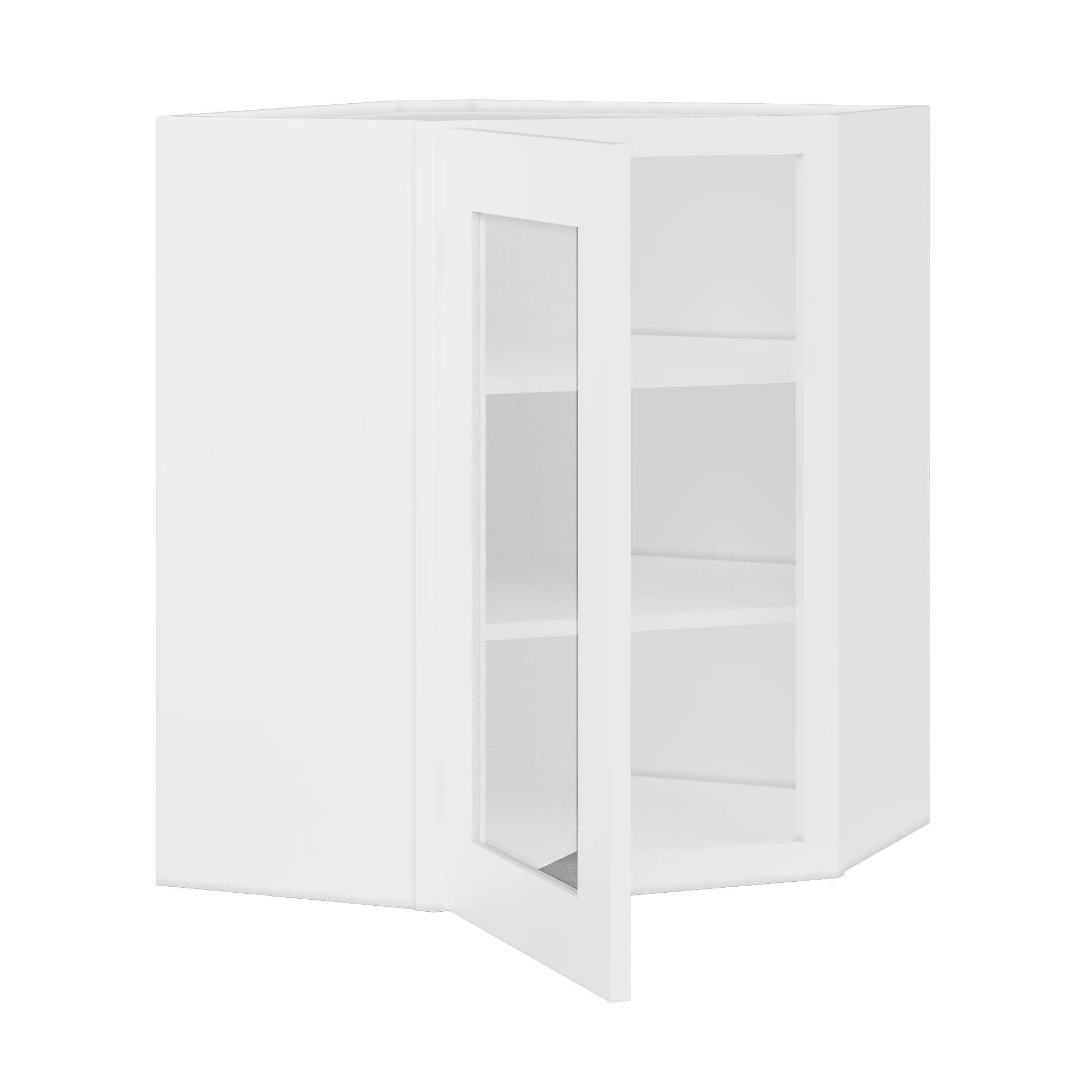 Frosted Glass Diagonal Corner Wall Kitchen Cabinet DCMD2430 Alpina White LessCare 24 in. width 30 in. height 12 in. depth - Image 4