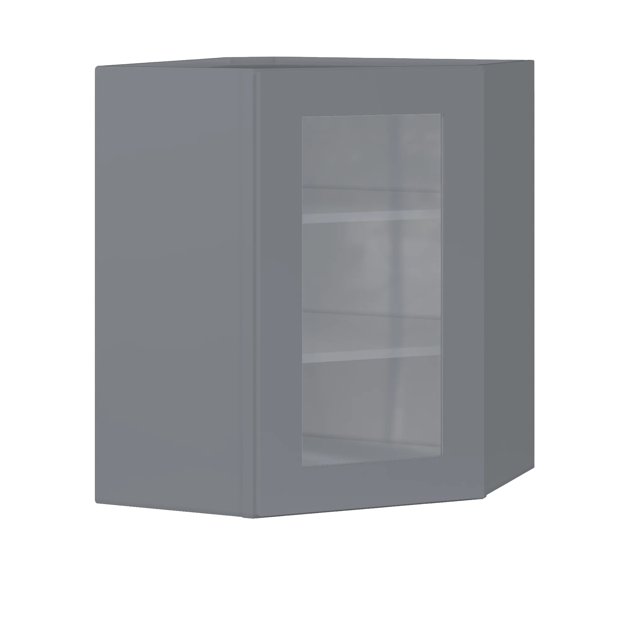 Frosted Glass Diagonal Corner Wall Kitchen Cabinet DCMD2430 Colonial Gray LessCare 24 in. width 30 in. height 12 in. depth - Image 2
