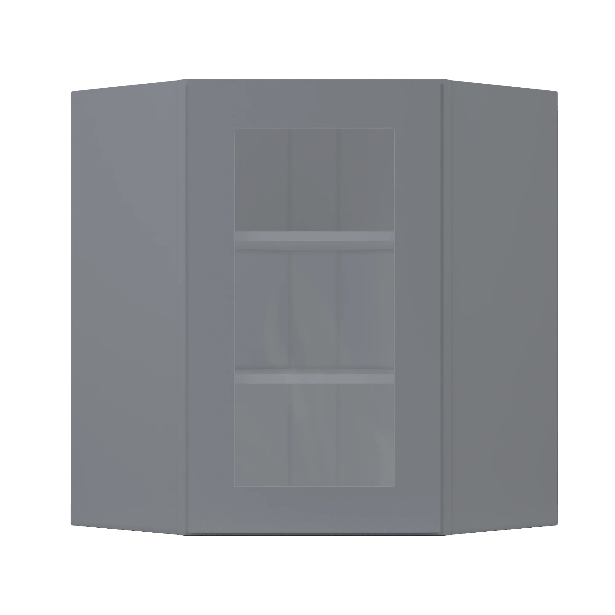 Frosted Glass Diagonal Corner Wall Kitchen Cabinet DCMD2430 Colonial Gray LessCare 24 in. width 30 in. height 12 in. depth - Image 3