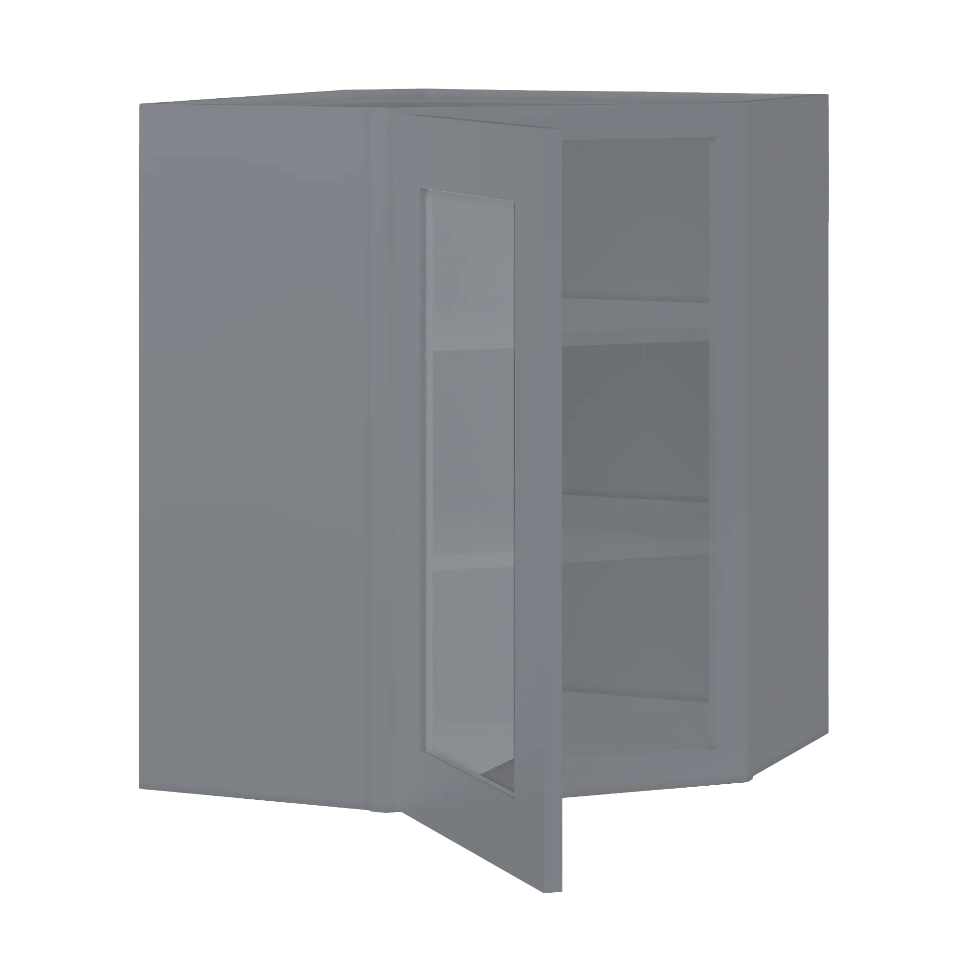 Frosted Glass Diagonal Corner Wall Kitchen Cabinet DCMD2430 Colonial Gray LessCare 24 in. width 30 in. height 12 in. depth - Image 4