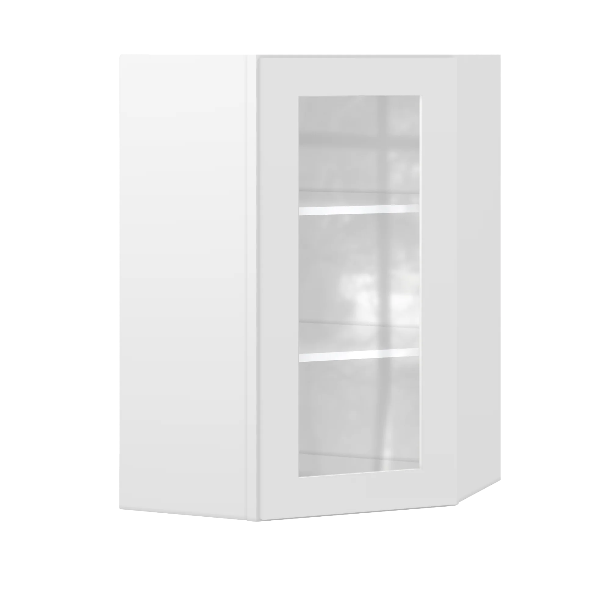 Frosted Glass Diagonal Corner Wall Kitchen Cabinet DCMD2436 Alpina White LessCare 24 in. width 36 in. height 12 in. depth - Image 2