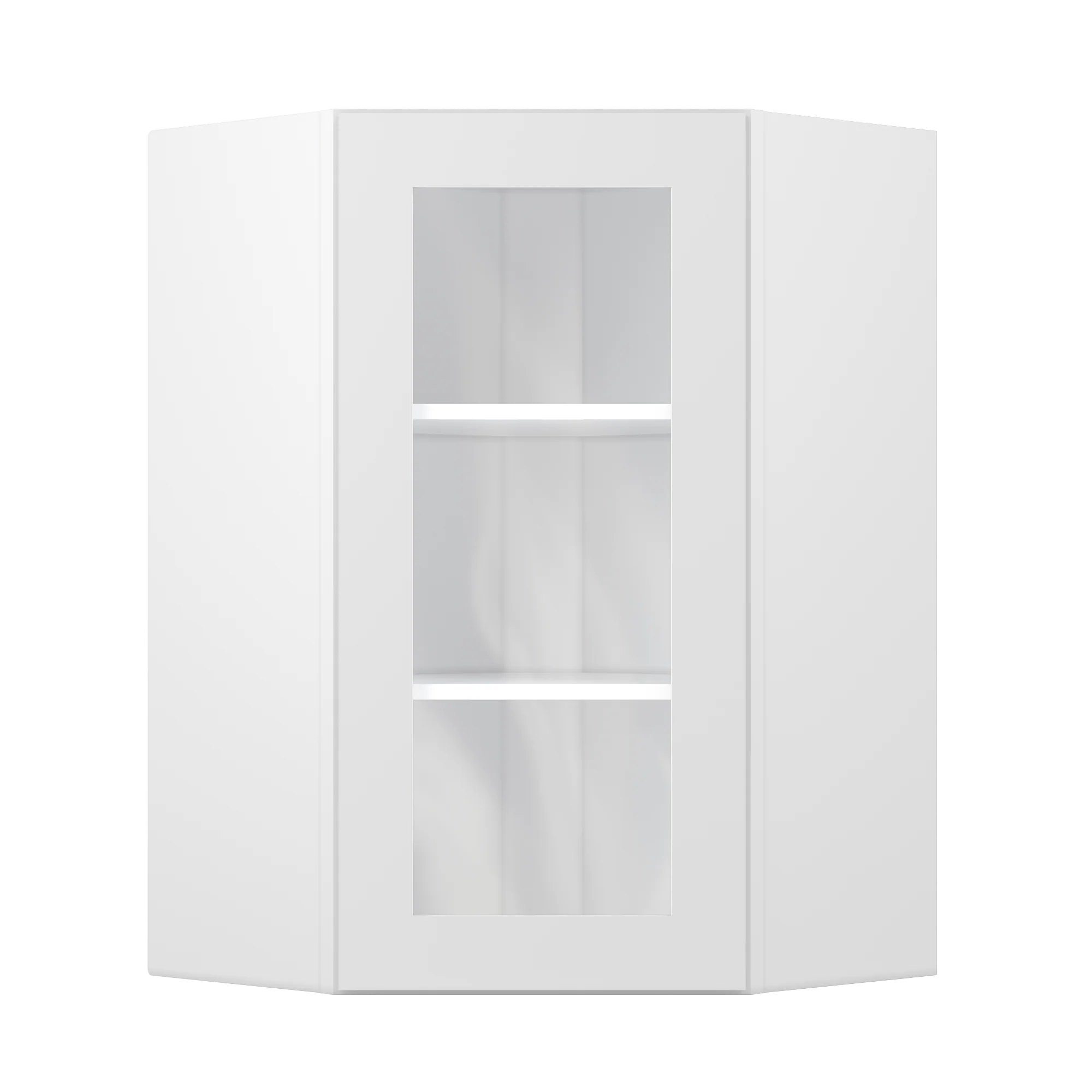 Frosted Glass Diagonal Corner Wall Kitchen Cabinet DCMD2436 Alpina White LessCare 24 in. width 36 in. height 12 in. depth - Image 3