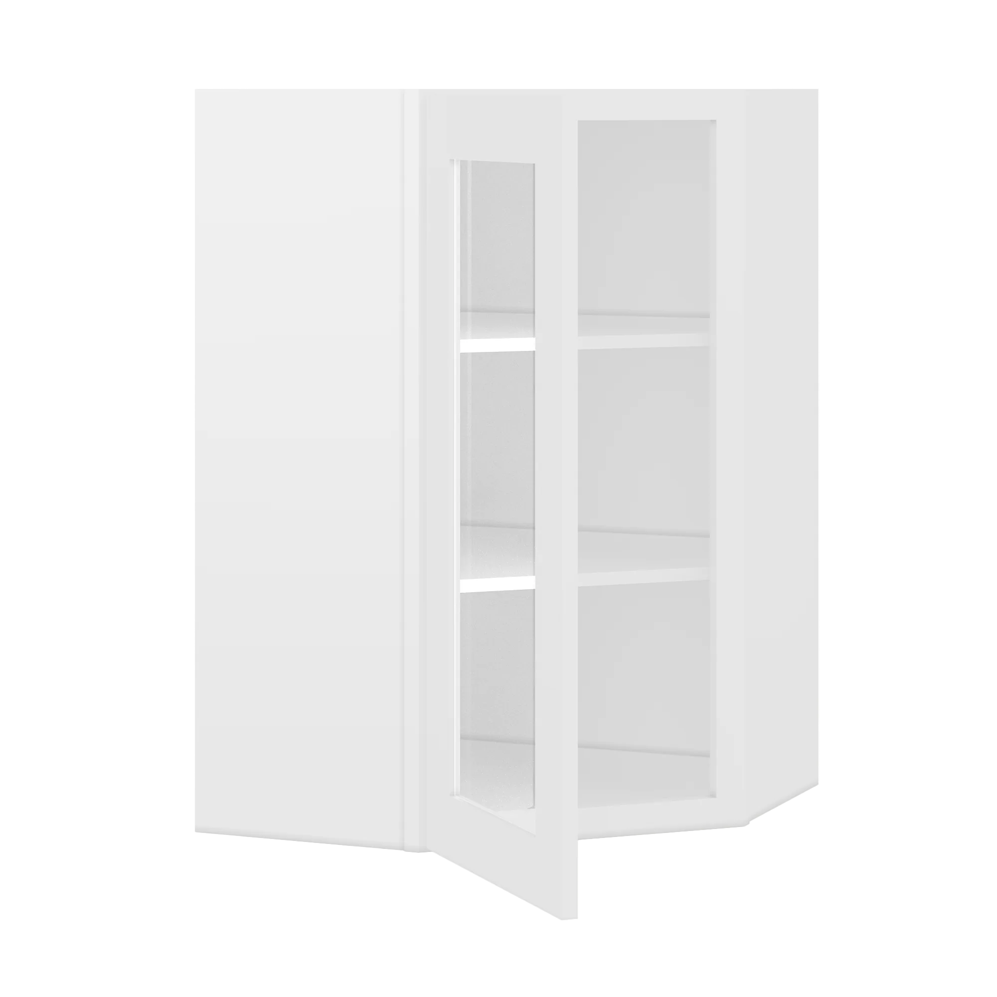 Frosted Glass Diagonal Corner Wall Kitchen Cabinet DCMD2436 Alpina White LessCare 24 in. width 36 in. height 12 in. depth - Image 4