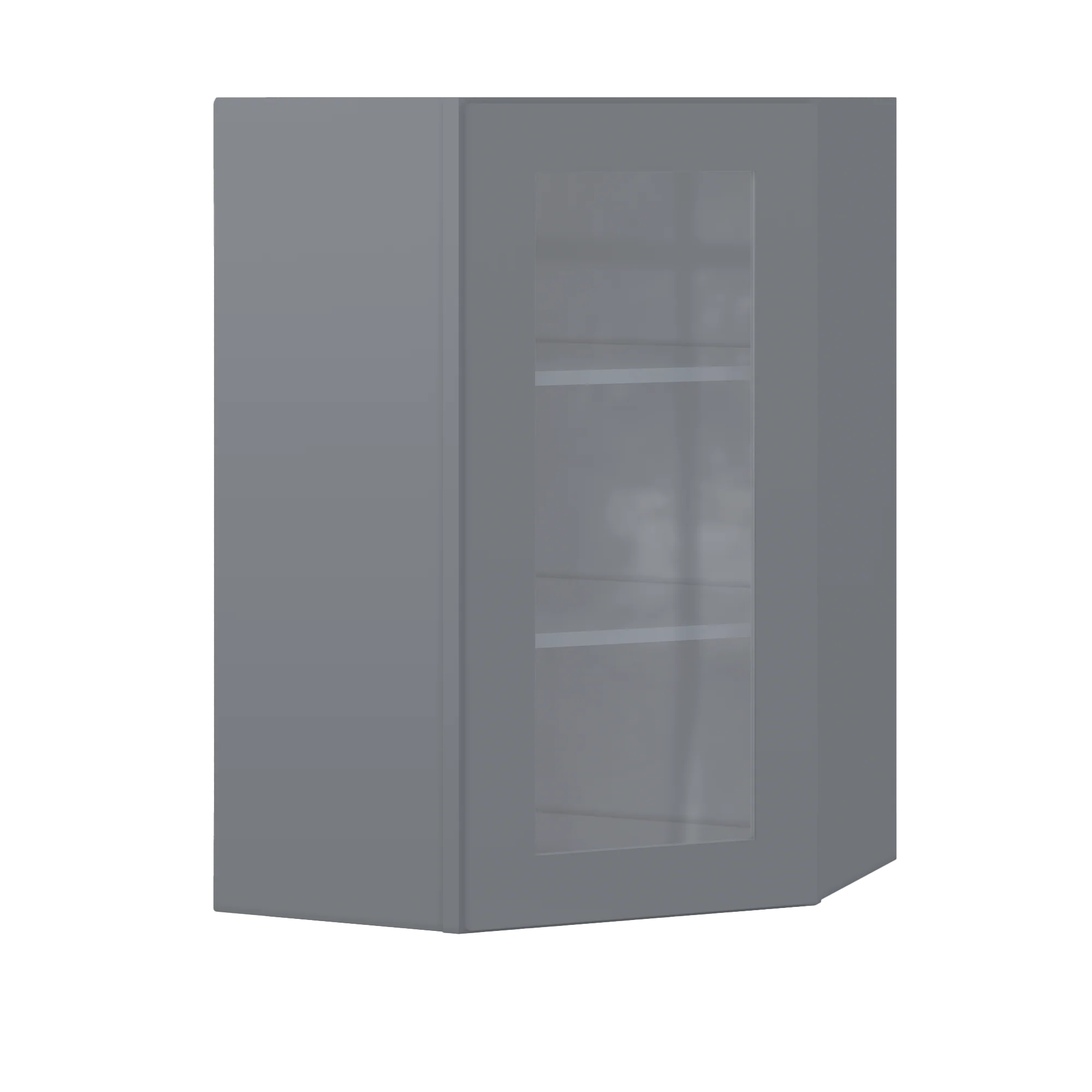 Frosted Glass Diagonal Corner Wall Kitchen Cabinet DCMD2436 Colonial Gray LessCare 24 in. width 36 in. height 12 in. depth - Image 2