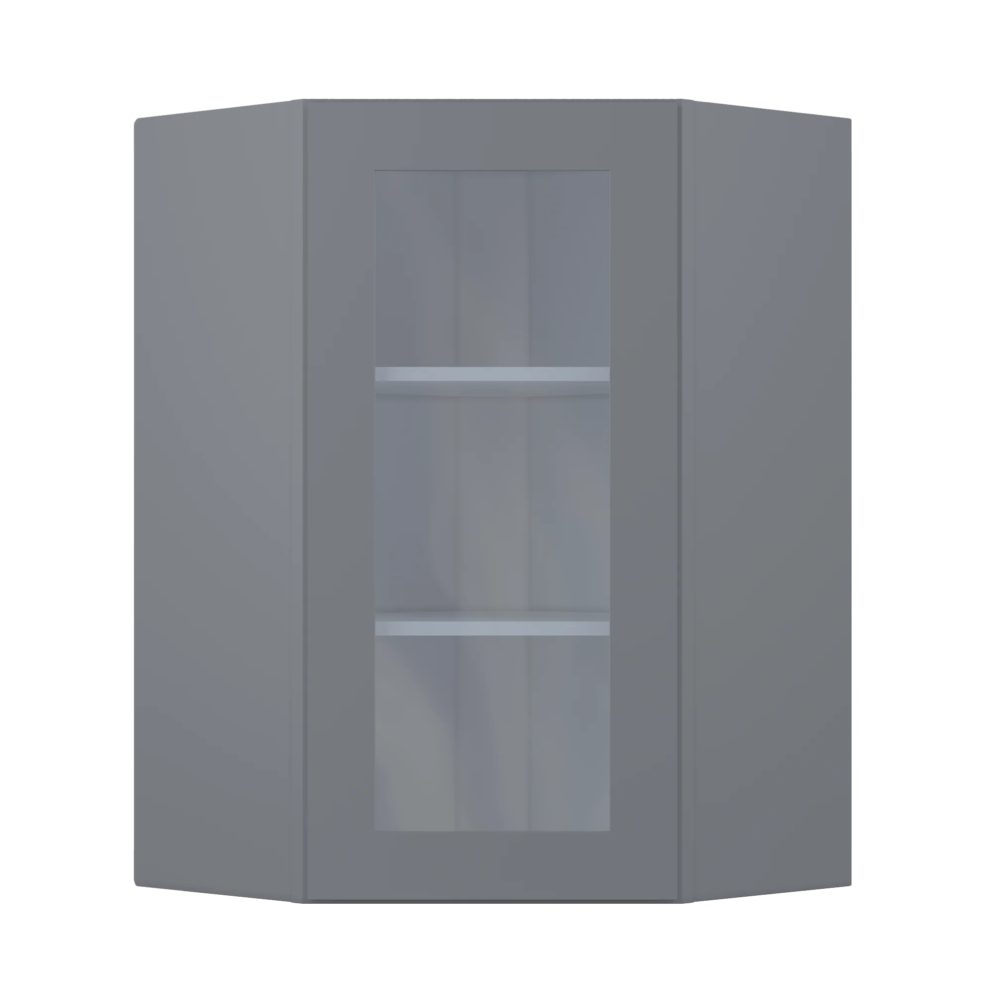 Frosted Glass Diagonal Corner Wall Kitchen Cabinet DCMD2436 Colonial Gray LessCare 24 in. width 36 in. height 12 in. depth - Image 3