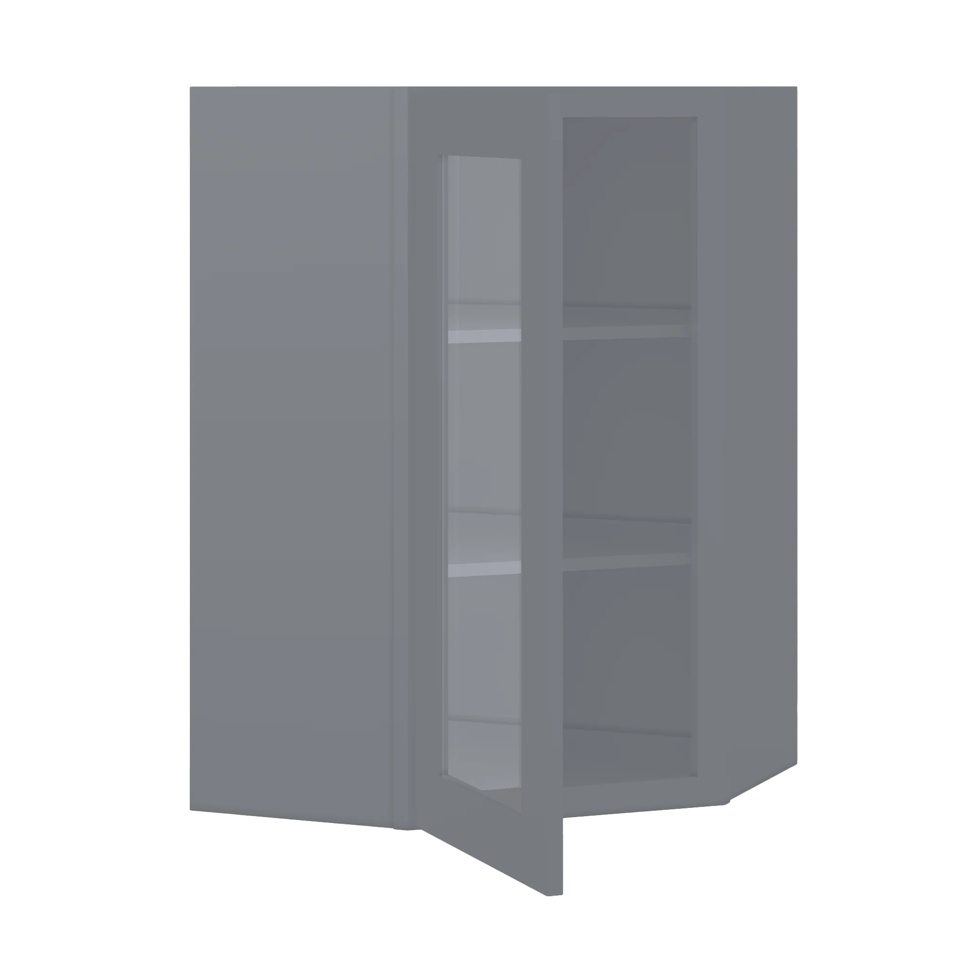 Frosted Glass Diagonal Corner Wall Kitchen Cabinet DCMD2436 Colonial Gray LessCare 24 in. width 36 in. height 12 in. depth - Image 4