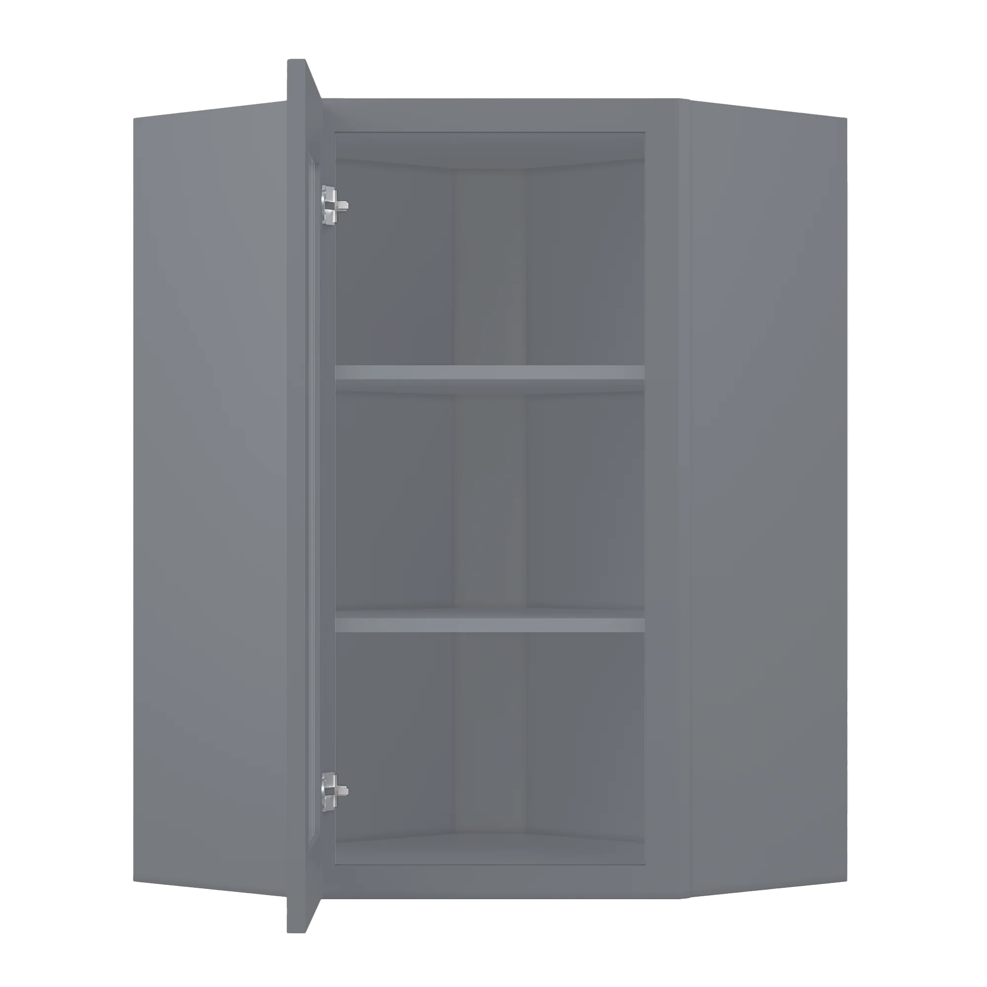 Frosted Glass Diagonal Corner Wall Kitchen Cabinet DCMD2436 Colonial Gray LessCare 24 in. width 36 in. height 12 in. depth - Image 5