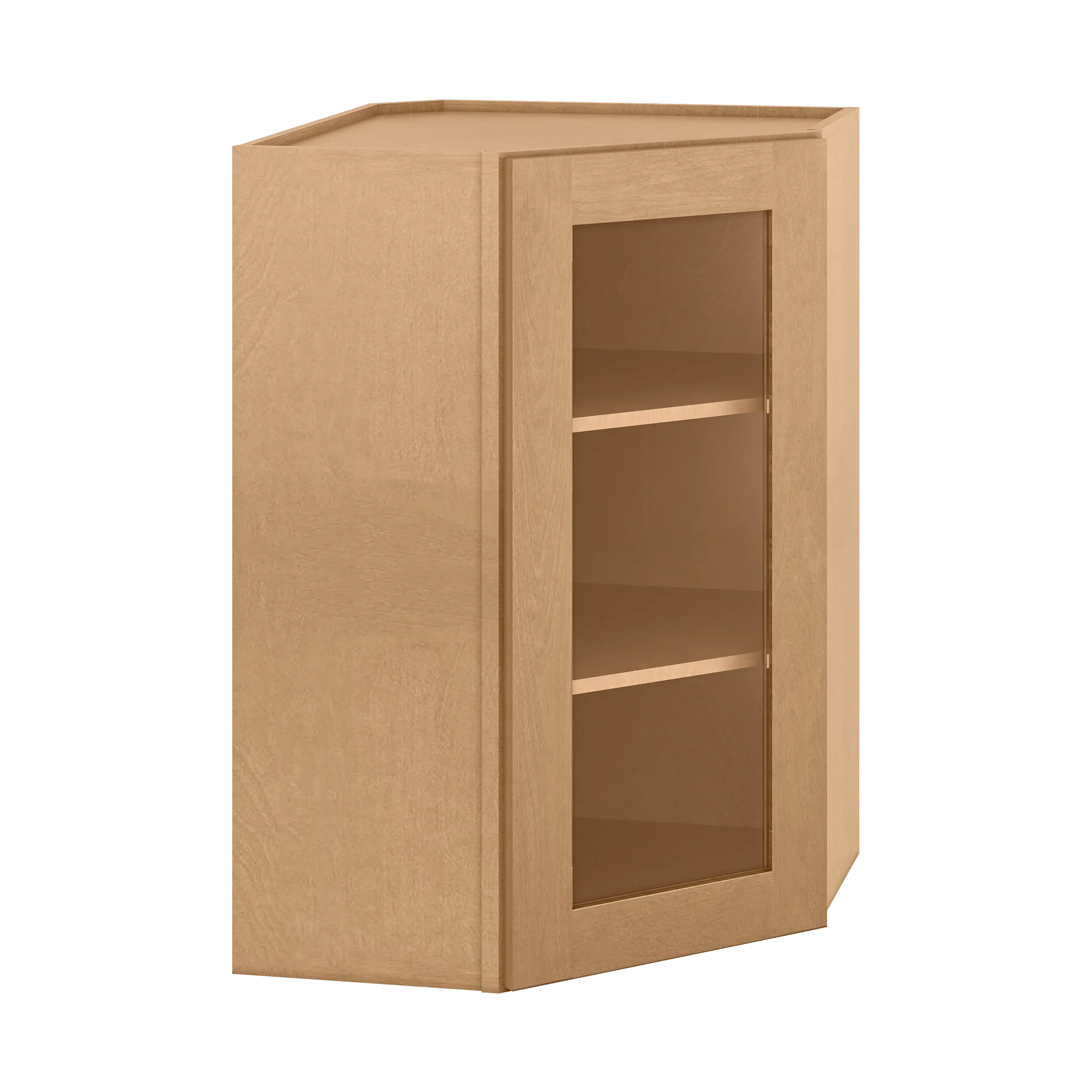 Frosted Glass Door Diagonal Corner Wall Kitchen Cabinet DCMD2436 Shaker Toffee 24 in. width 36 in. height 12 in. depth - Image 2