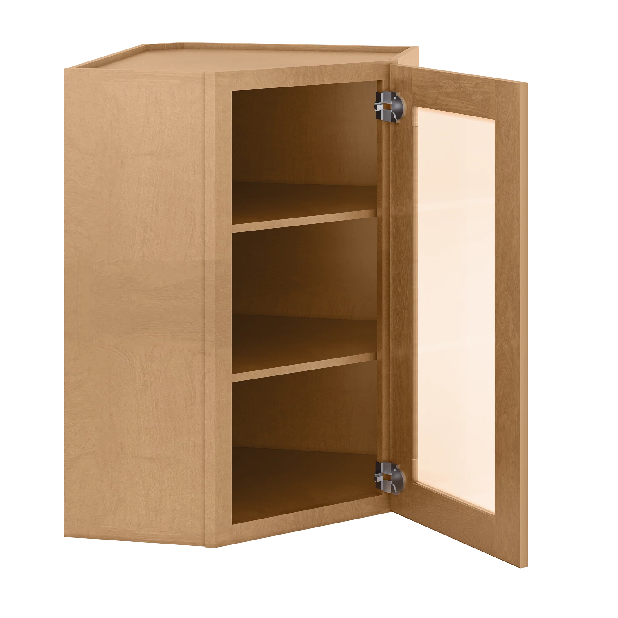 Frosted Glass Door Diagonal Corner Wall Kitchen Cabinet DCMD2436 Shaker Toffee 24 in. width 36 in. height 12 in. depth - Image 4