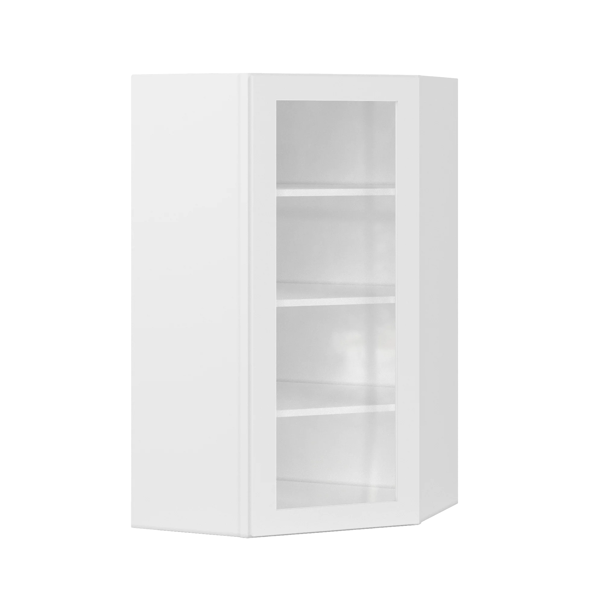 Frosted Glass Diagonal Corner Wall Kitchen Cabinet DCMD2442 Alpina White LessCare 24 in. width 42 in. height 12 in. depth - Image 2