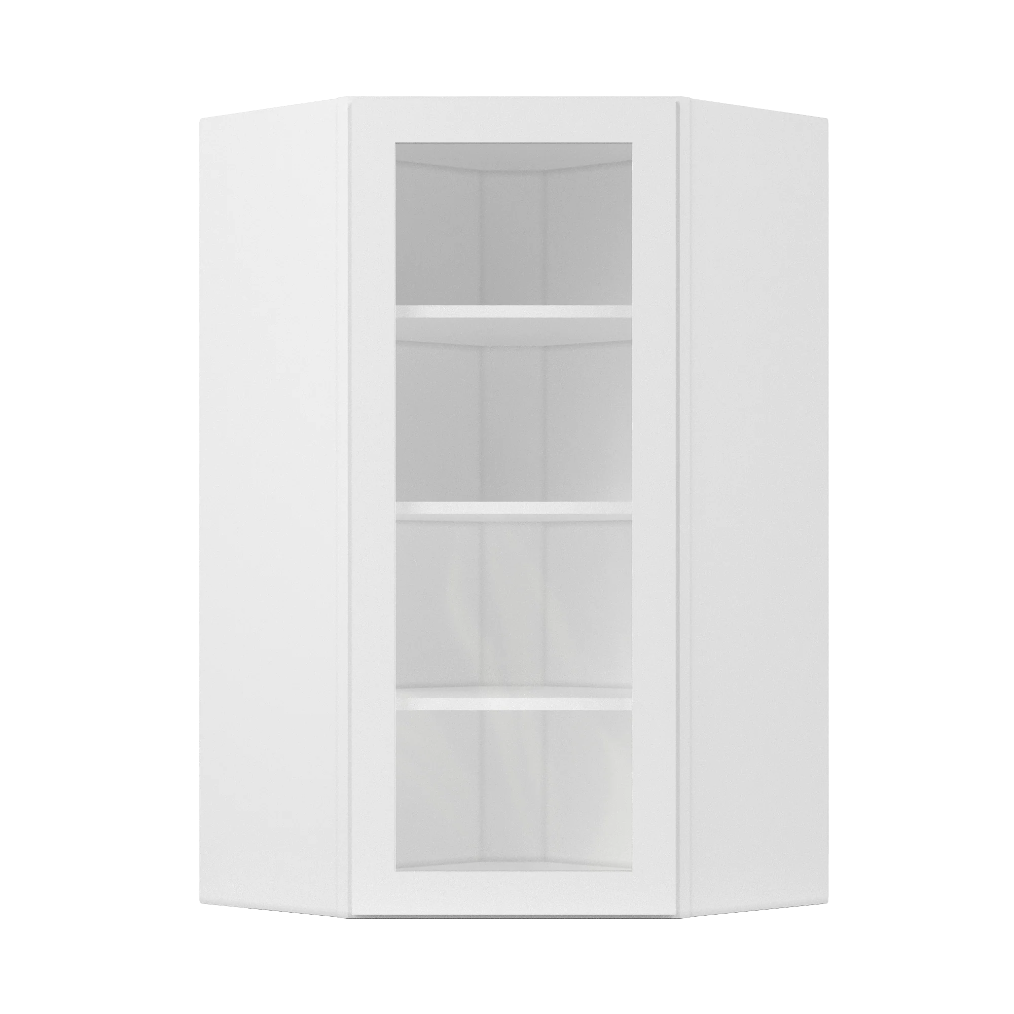Frosted Glass Diagonal Corner Wall Kitchen Cabinet DCMD2442 Alpina White LessCare 24 in. width 42 in. height 12 in. depth - Image 3