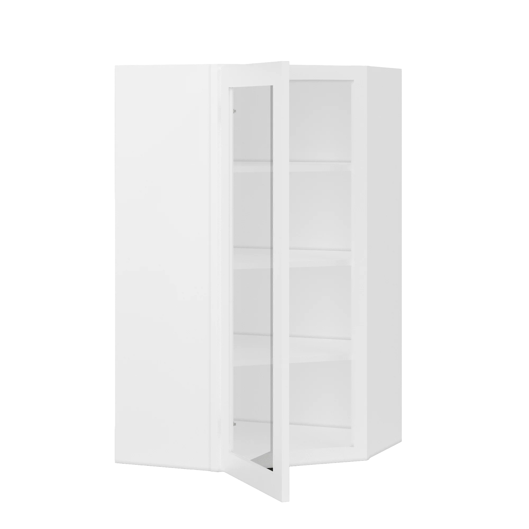 Frosted Glass Diagonal Corner Wall Kitchen Cabinet DCMD2442 Alpina White LessCare 24 in. width 42 in. height 12 in. depth - Image 4