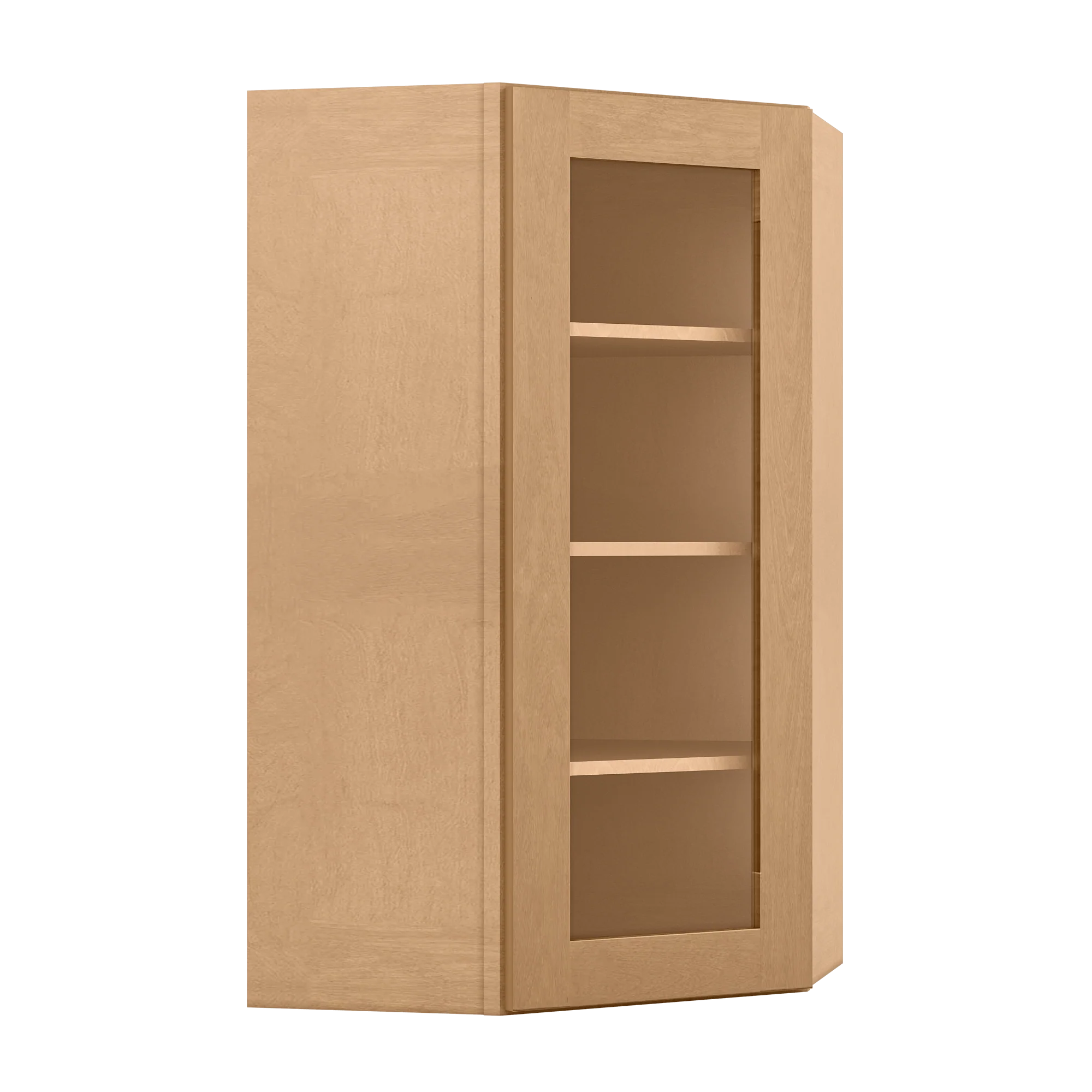 Frosted Glass Door Diagonal Corner Wall Kitchen Cabinet DCMD2442 Shaker Toffee 24 in. width 42 in. height 12 in. depth - Image 2