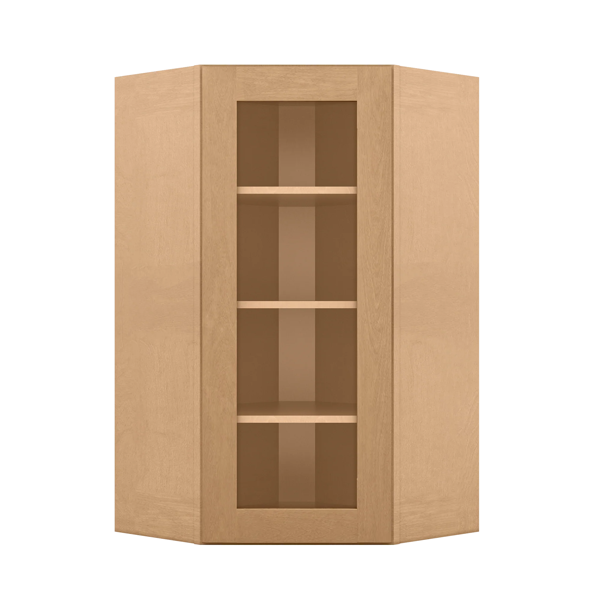 Frosted Glass Door Diagonal Corner Wall Kitchen Cabinet DCMD2442 Shaker Toffee 24 in. width 42 in. height 12 in. depth - Image 3
