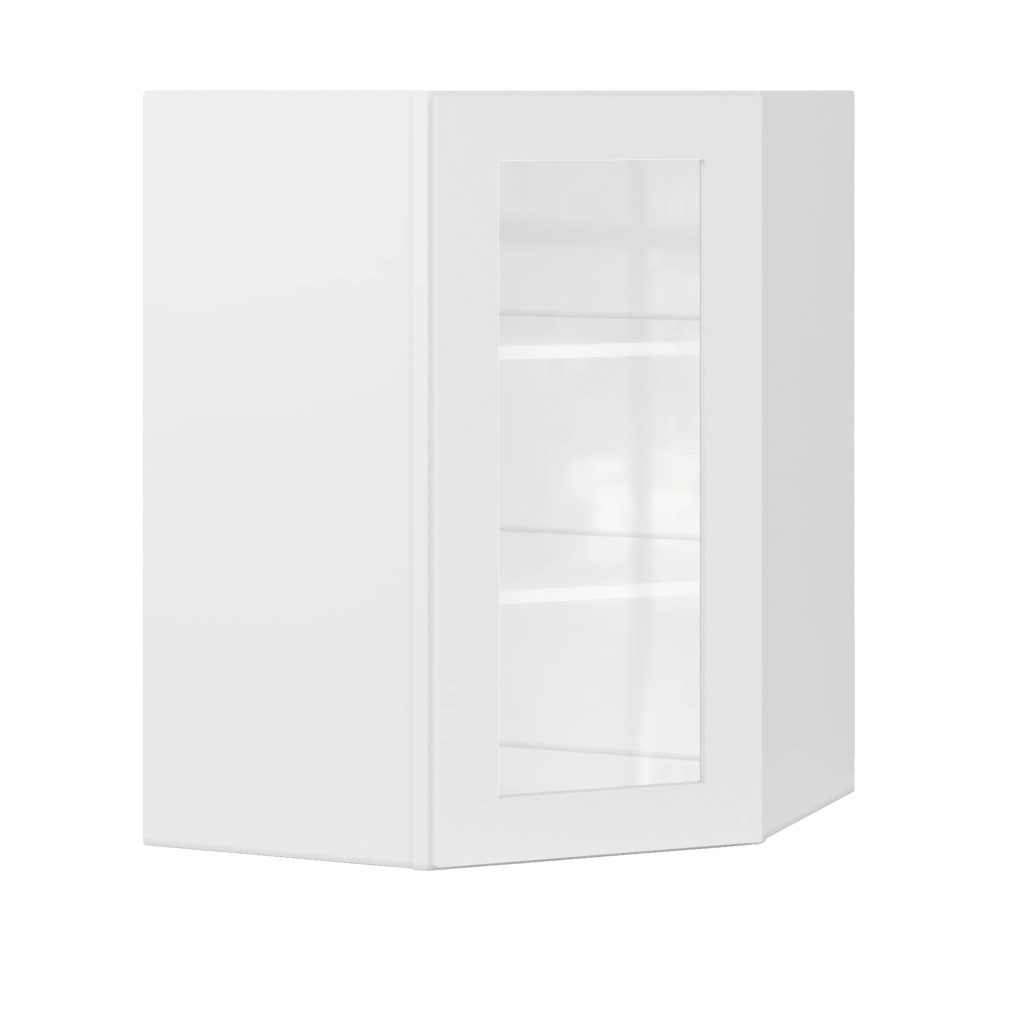 Frosted Glass Diagonal Corner Wall Kitchen Cabinet DCMD2736 Alpina White LessCare 27 in. width 36 in. height 15 in. depth - Image 2