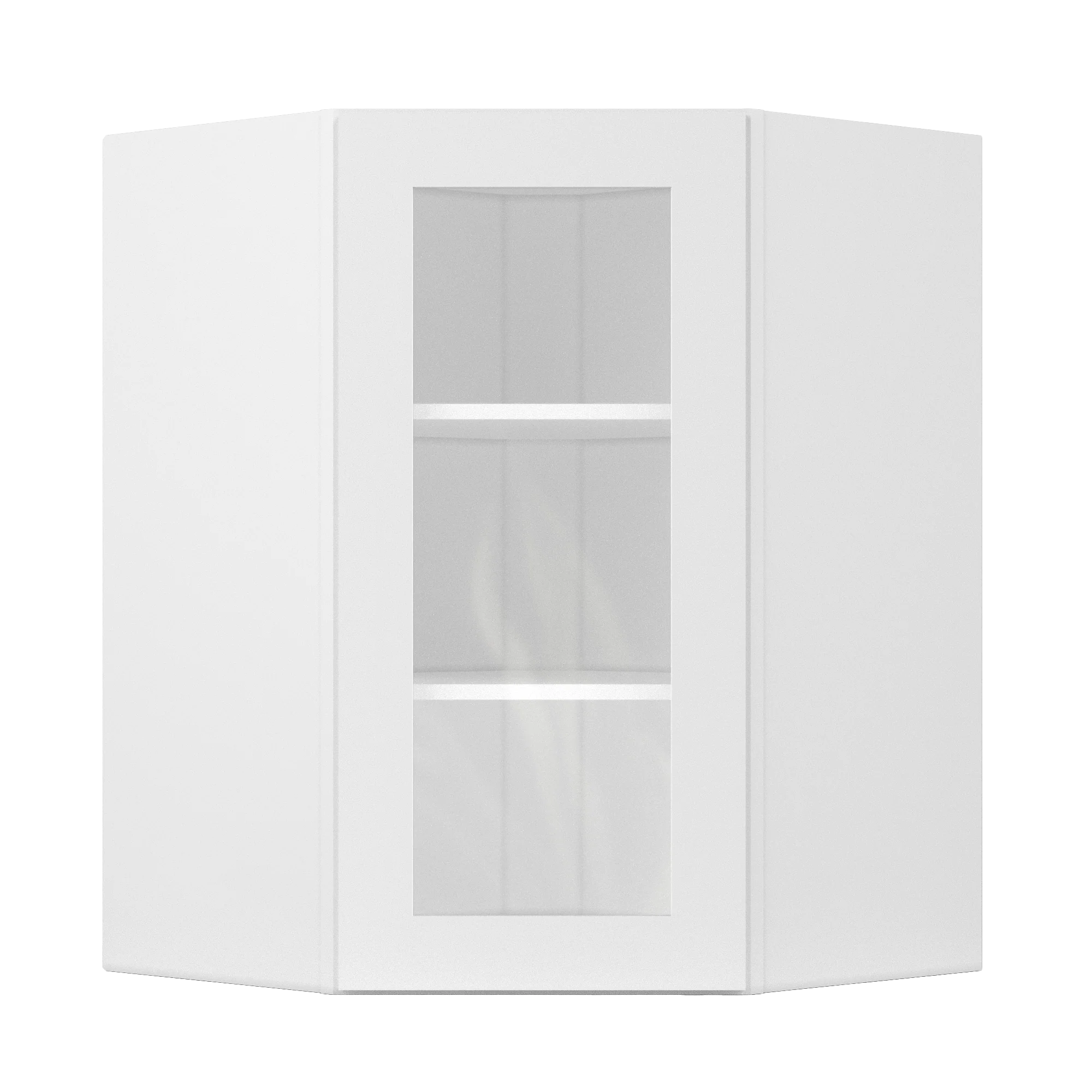 Frosted Glass Diagonal Corner Wall Kitchen Cabinet DCMD2736 Alpina White LessCare 27 in. width 36 in. height 15 in. depth - Image 3