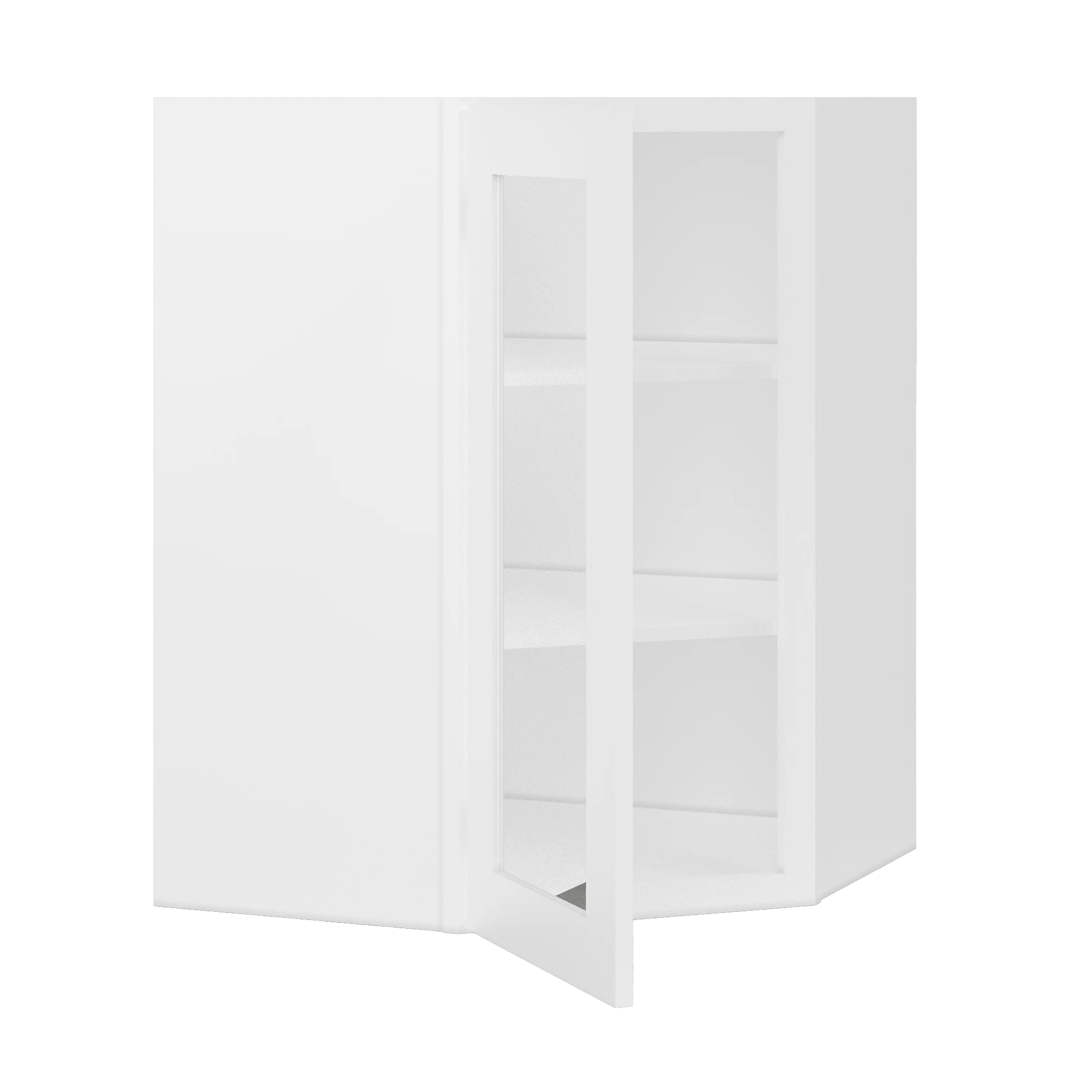 Frosted Glass Diagonal Corner Wall Kitchen Cabinet DCMD2736 Alpina White LessCare 27 in. width 36 in. height 15 in. depth - Image 4