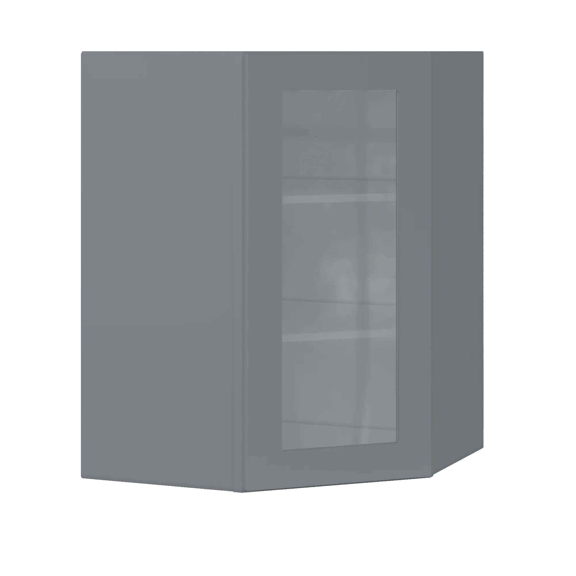Frosted Glass Diagonal Corner Wall Kitchen Cabinet DCMD2736 Colonial Gray LessCare 27 in. width 36 in. height 15 in. depth - Image 2